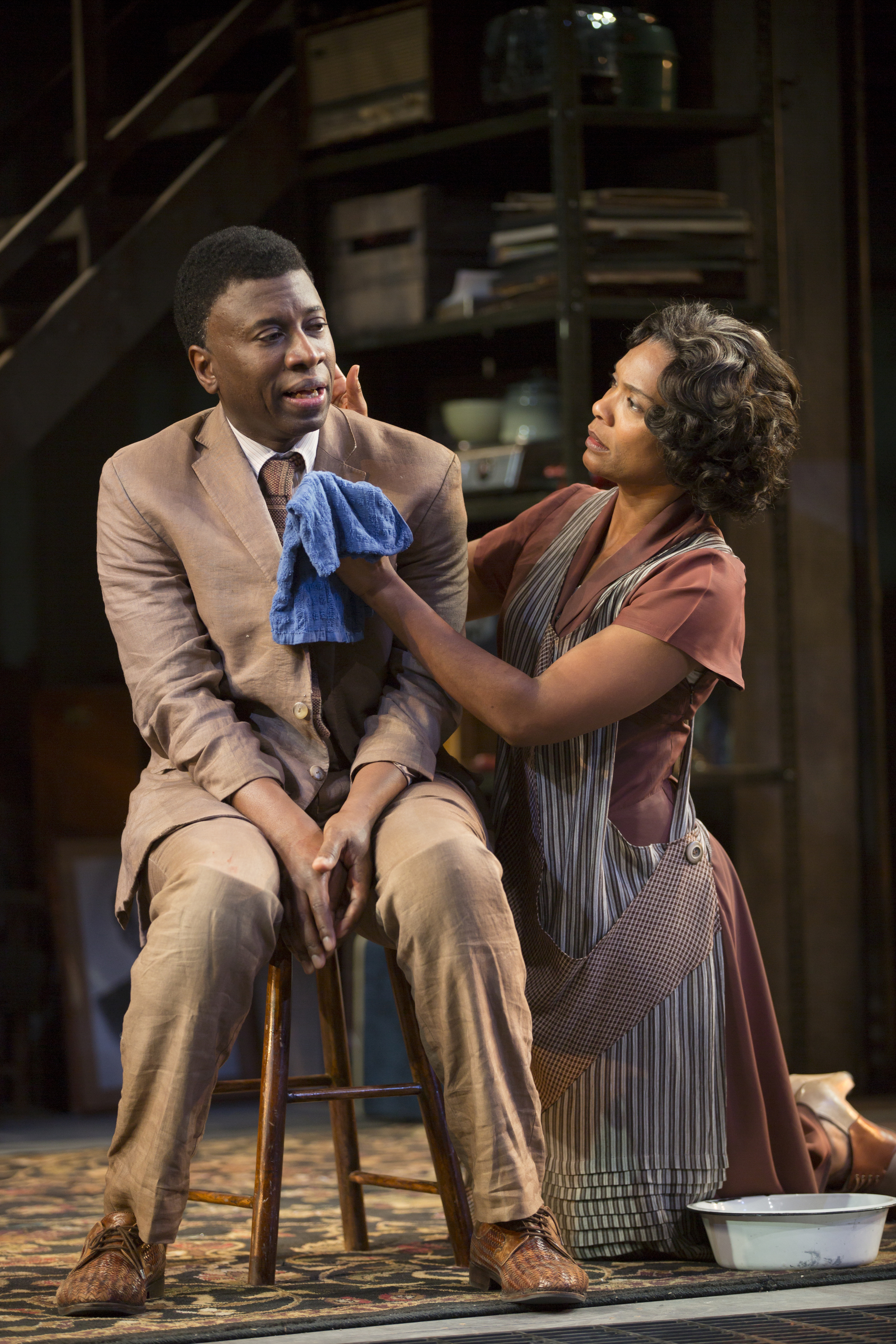 Teagle F. Bougere and Deidra LaWan Starnes in the Huntington Theatre Company's production of “Invisible Man.”