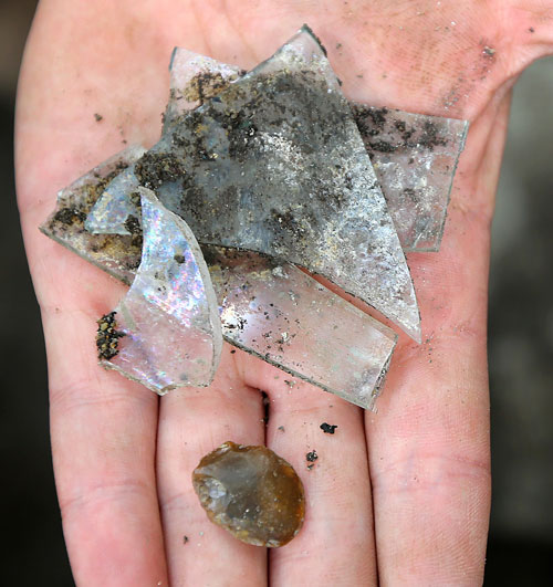 A North End team found glass shards and a gun flint, possibly from the Revolutionary War.