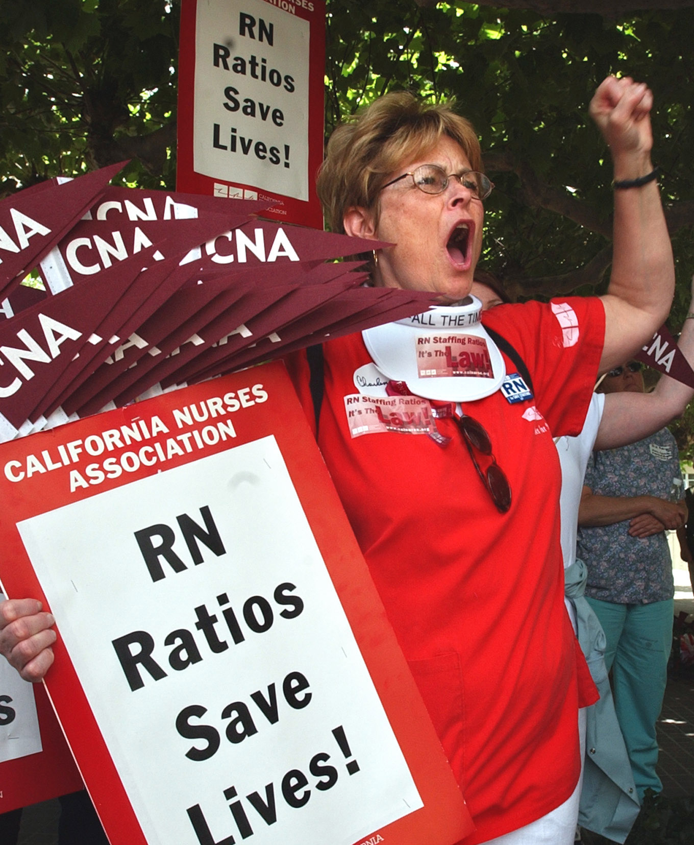 Charlene Arrington, a registered nurse at Doctors Medical Center in San Pablo, joined more than 200 other nurses and supporters in a march in 2004.