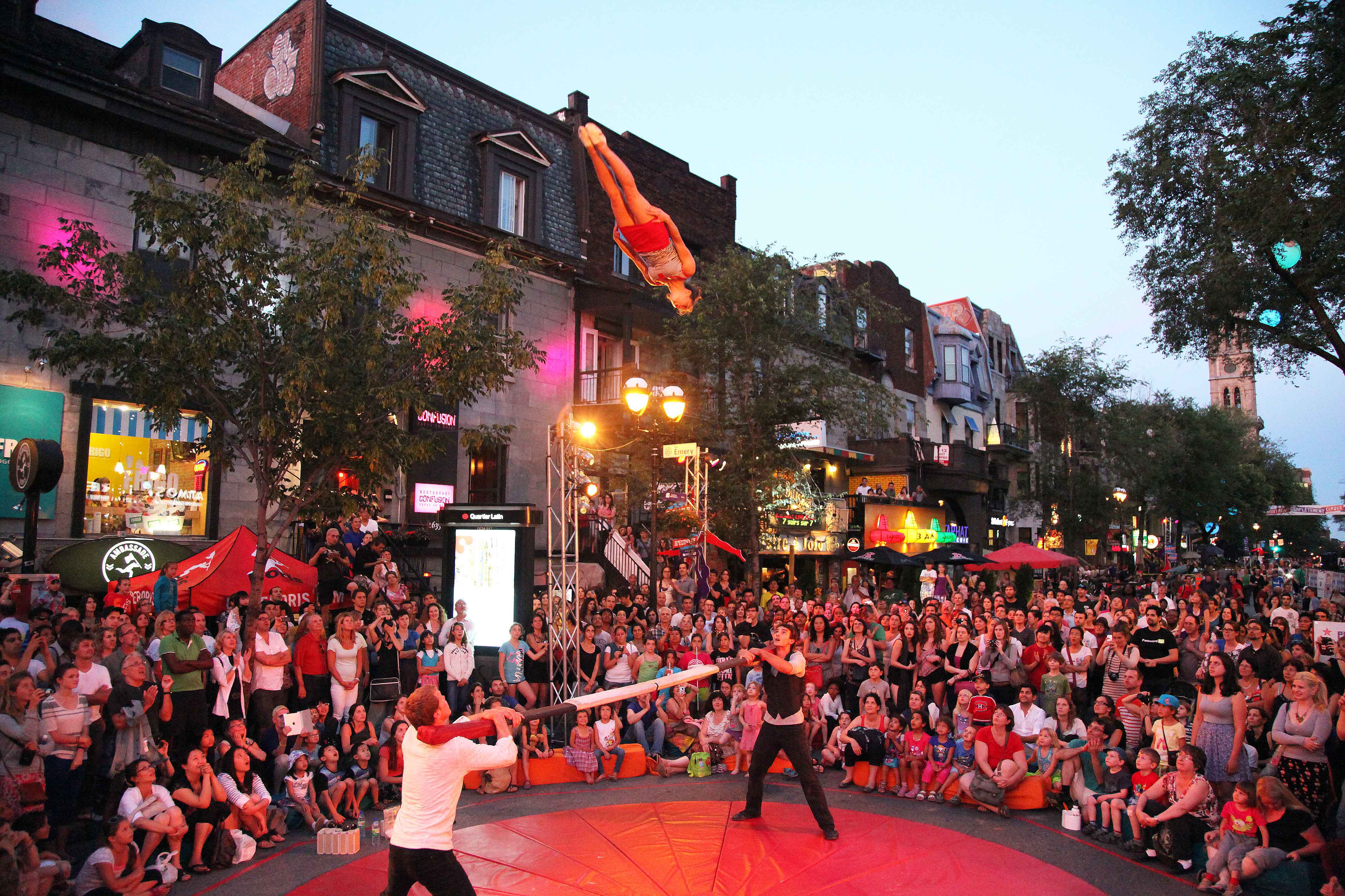 Outdoor performances on the streets and terraces of Montreal are among the highlights of the Montreal Cirque Festival.