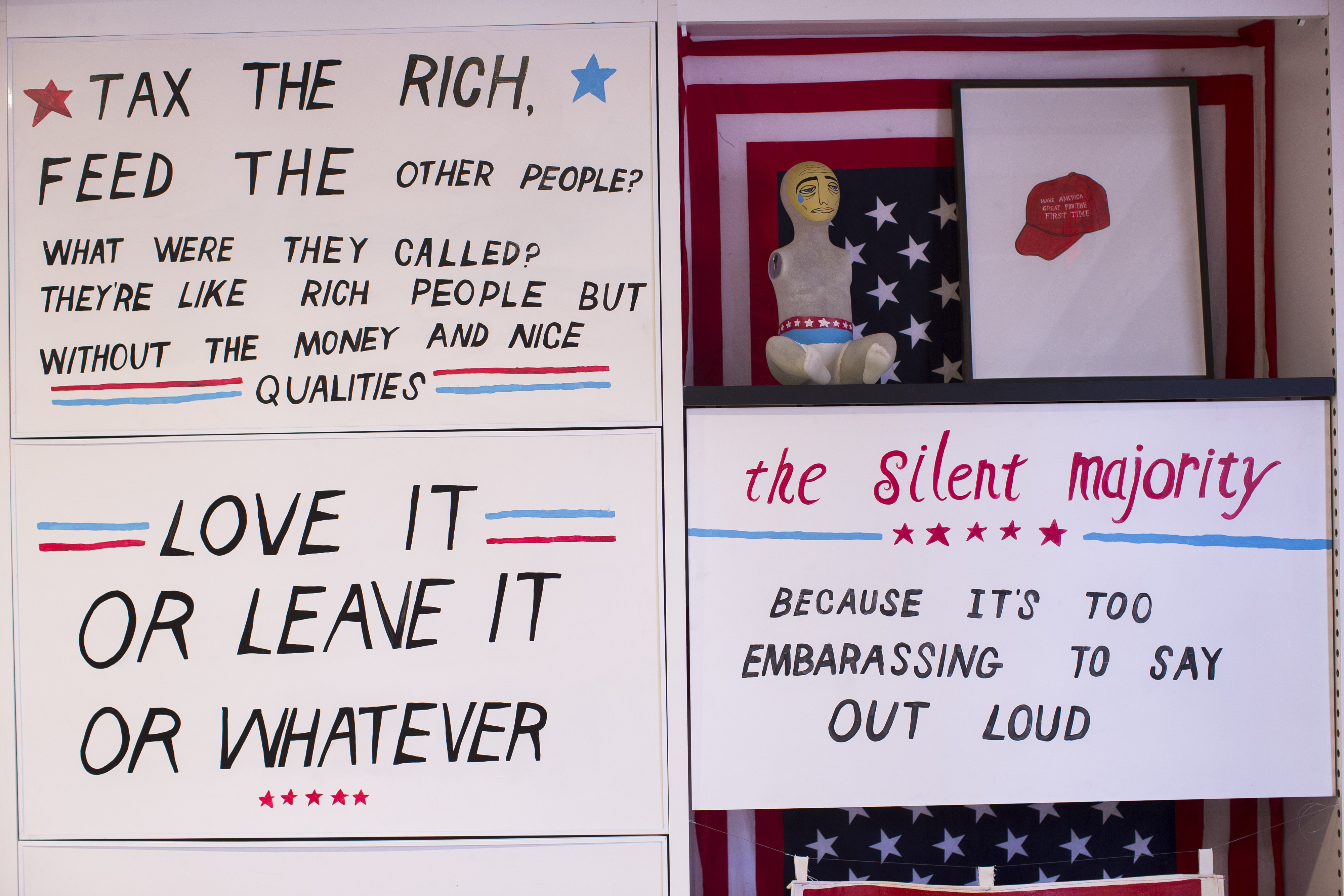 A sign inside the “Boston Campaign Headquarters.”