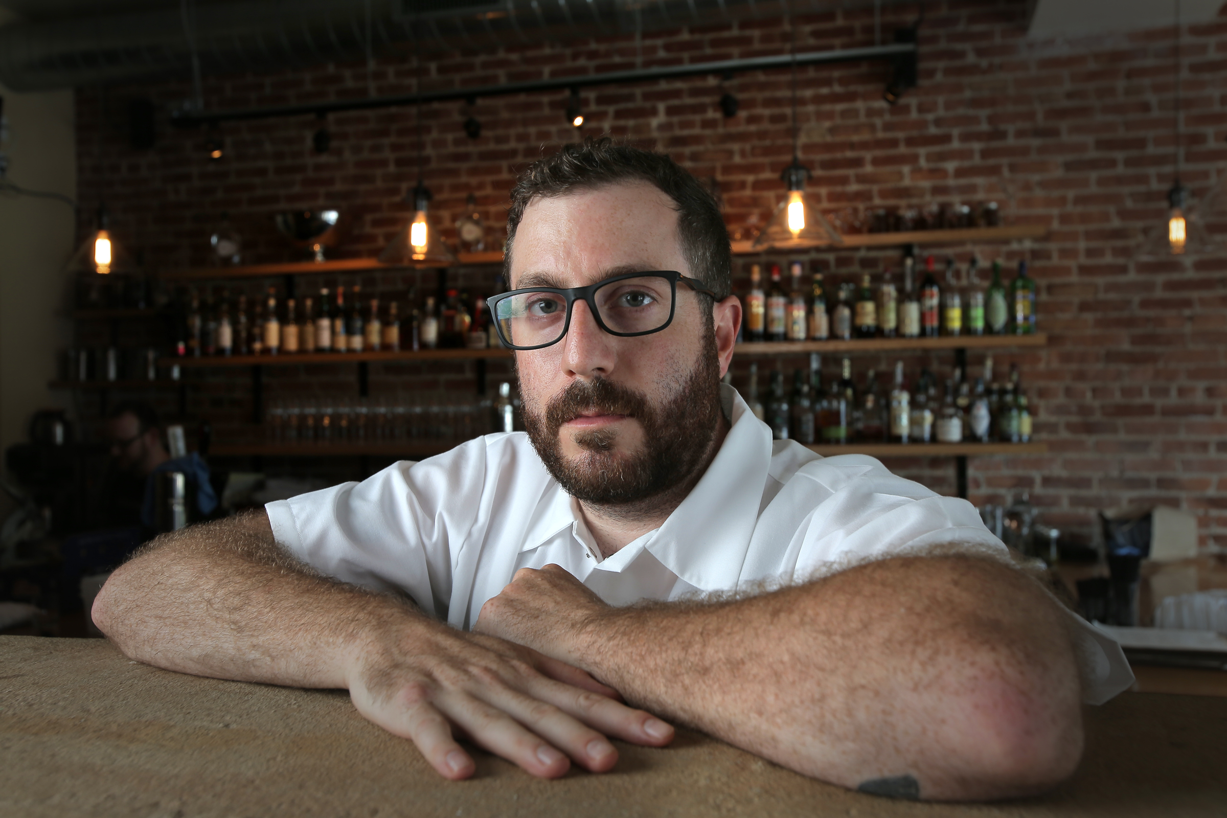 Chef-owner David Punch in his Newton restaurant Sycamore.