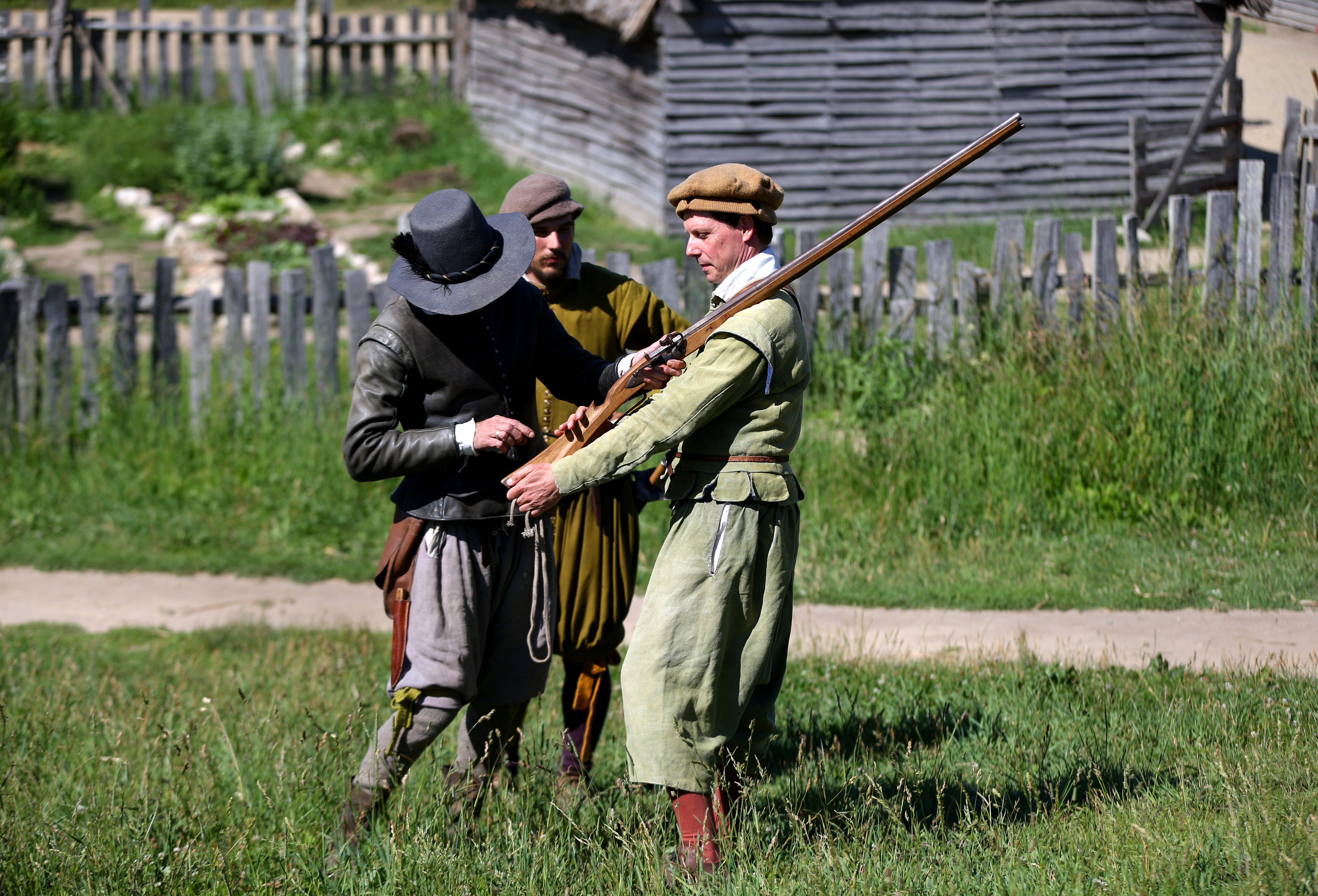 Gilsdorf (right) during manual of arms training.