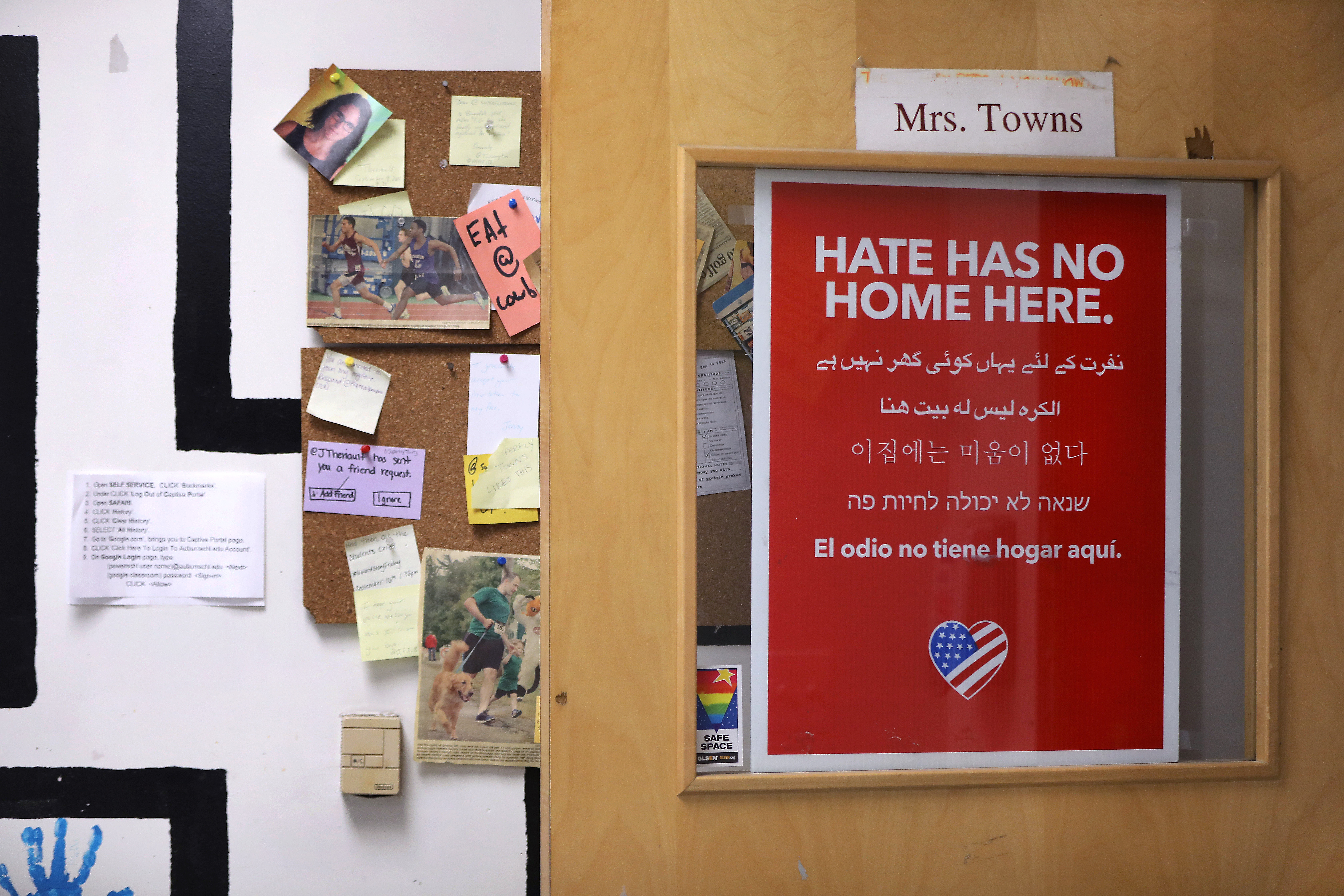 Sign in doorway of ErinTowns’ classroom.