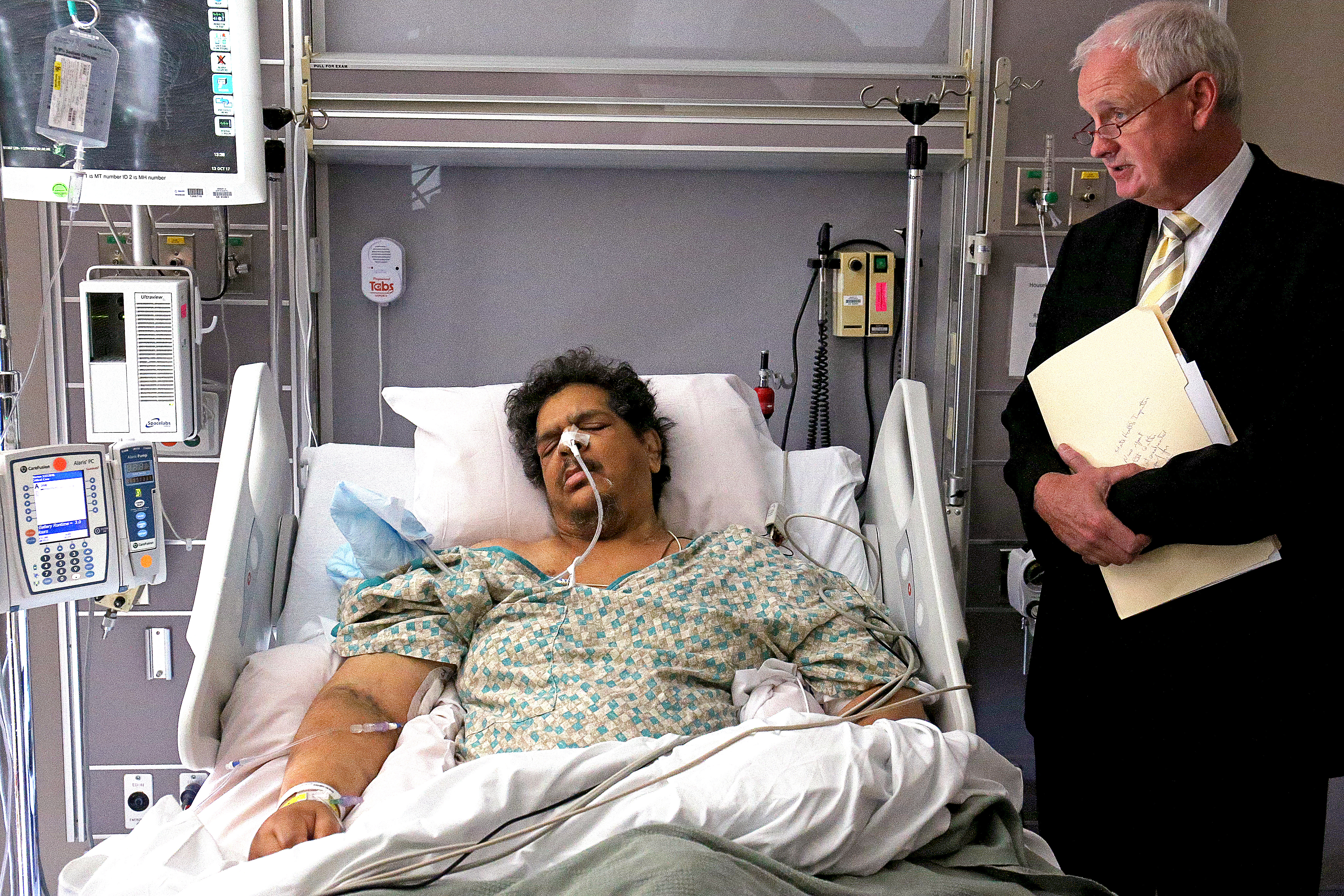 Walter Rice was arraigned Friday at Morton Hospital in Taunton, with defense attorney James Murphy at his side.