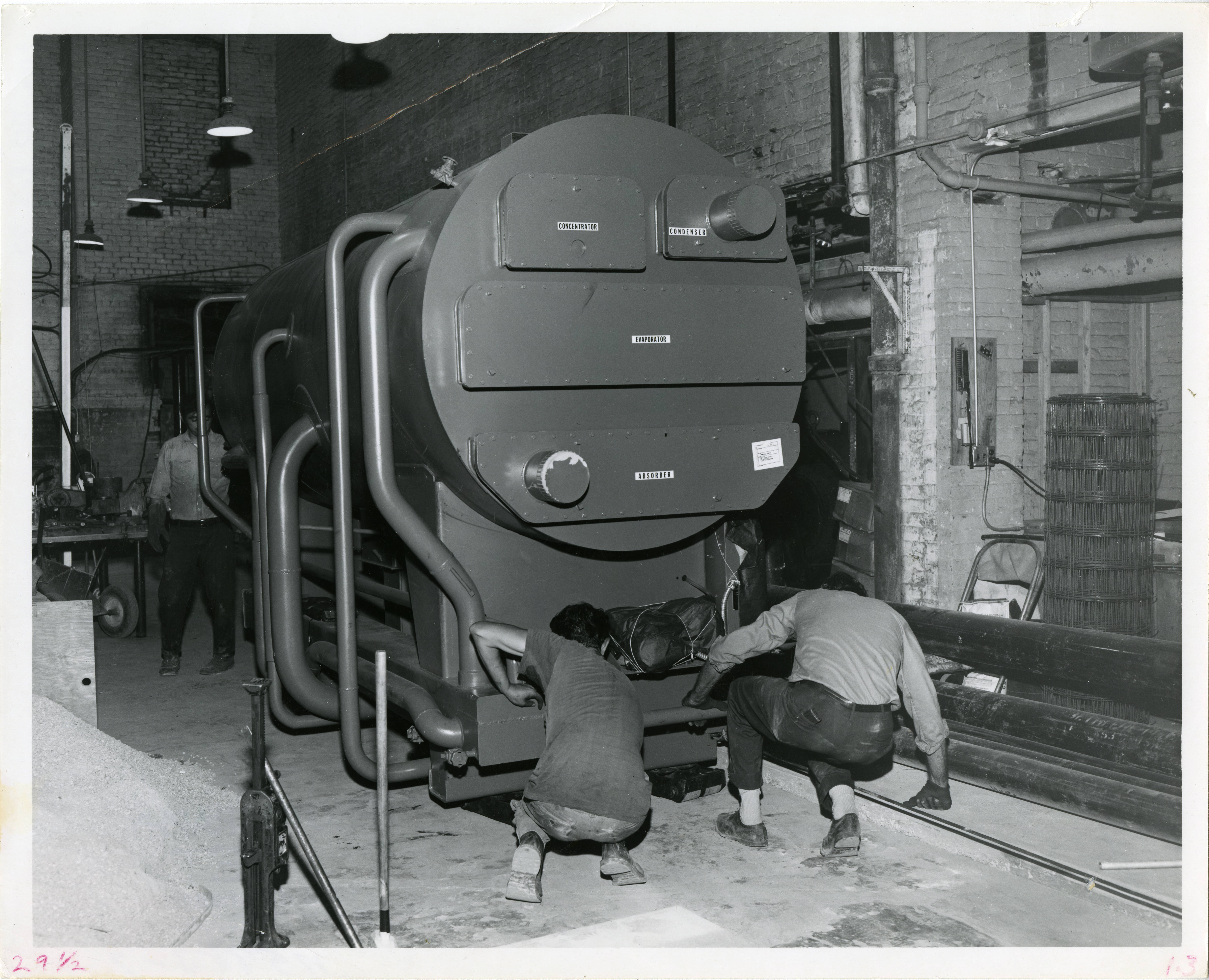 New air-conditioning equipment installed at Symphony Hall in 1973.