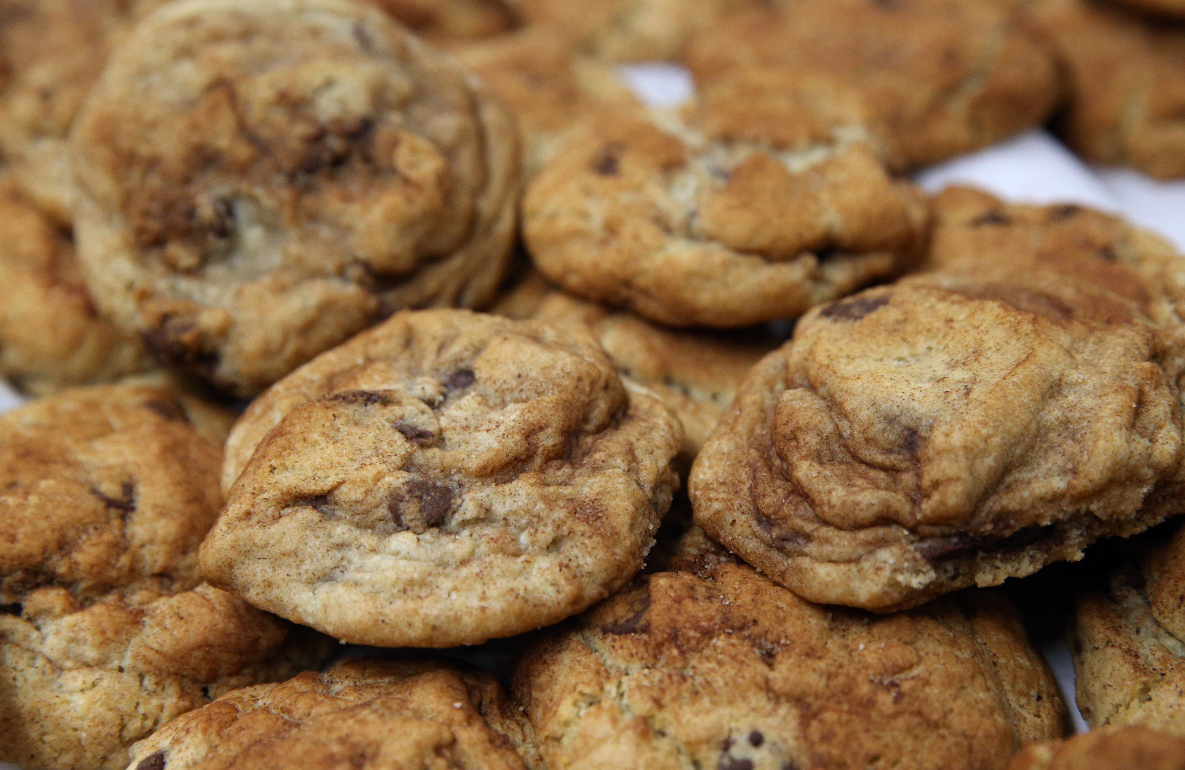 Collette Divitto's chocolate chip cookies, rolled in cinnamon sugar, at the Golden Goose Market.