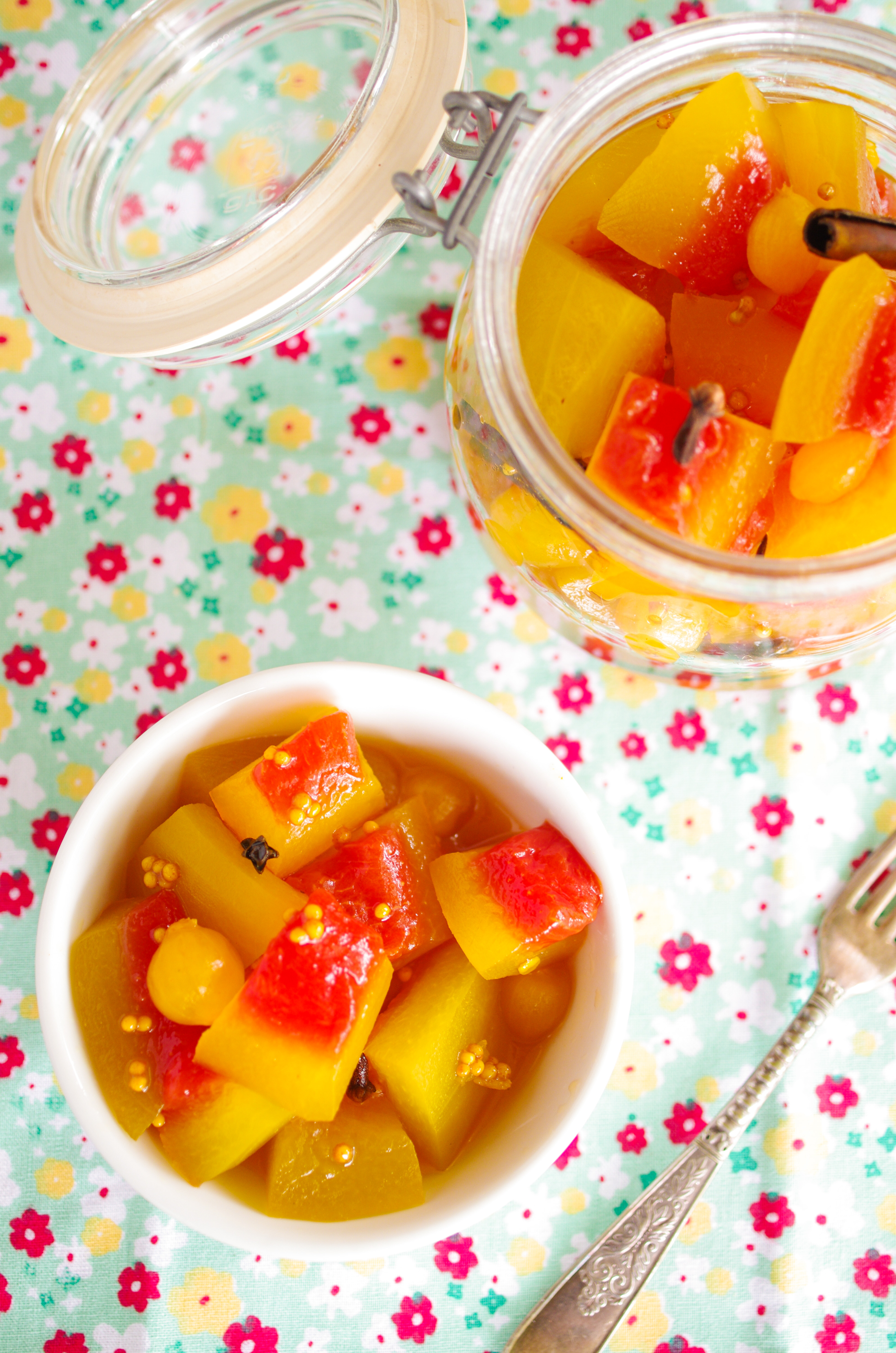 Bread and butter watermelon rind pickles
