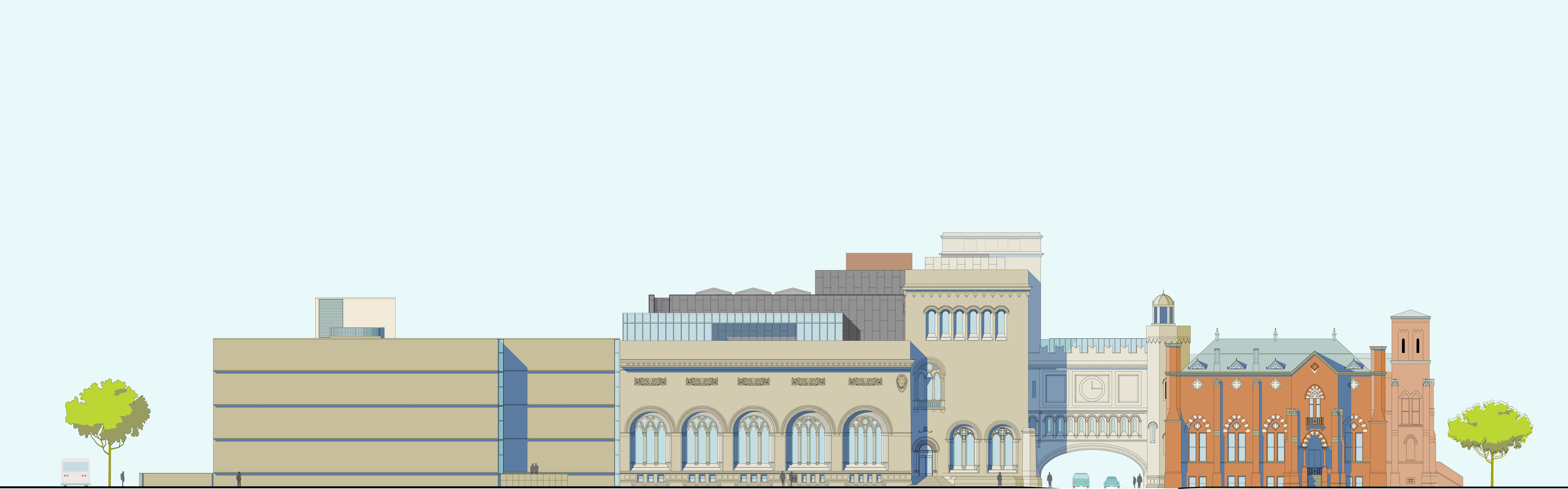 The zinc-and-glass-clad rooftop structure and sculpture terrace.