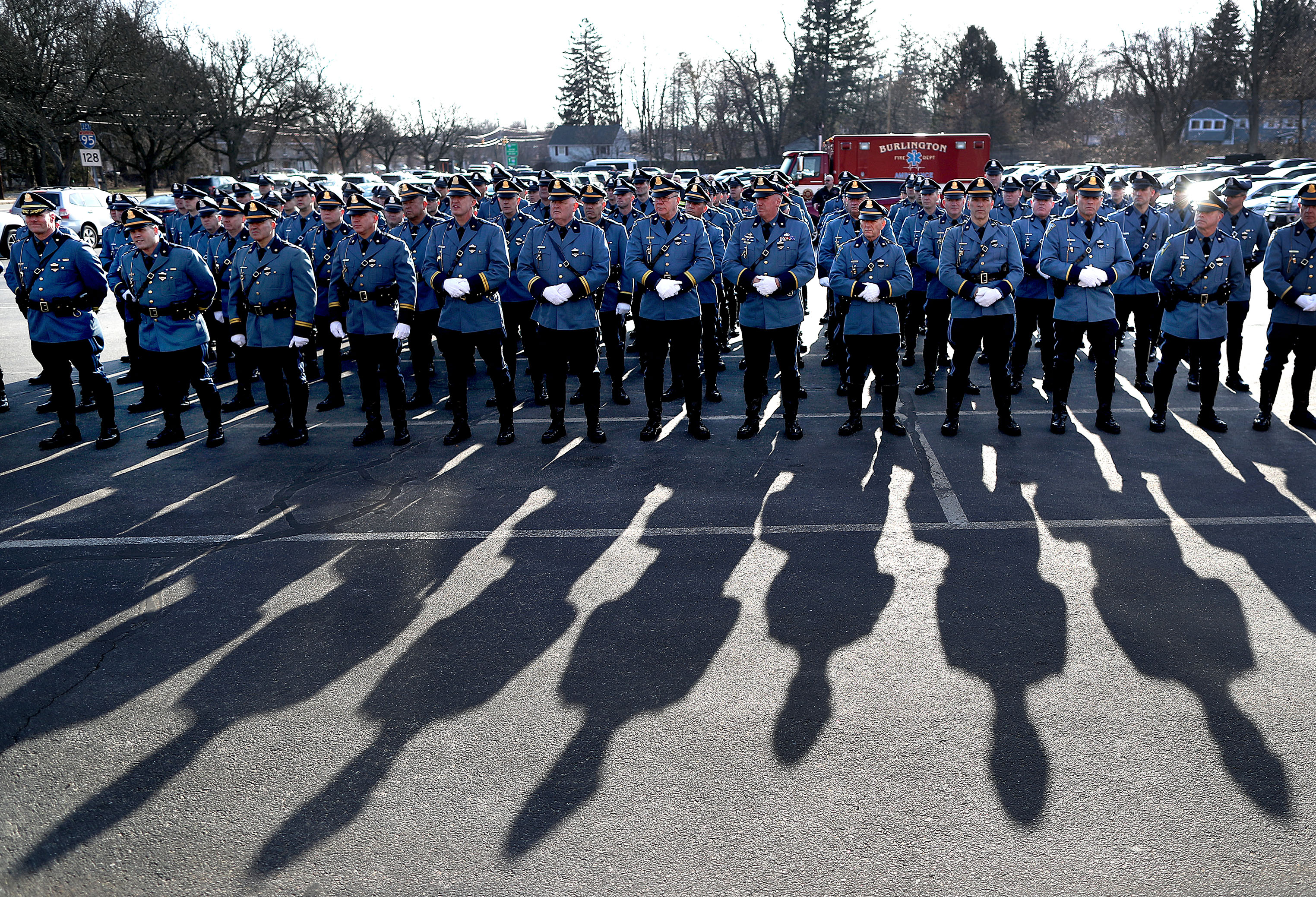 Massachusetts State Troopers gathered outside St. Margaret’s Church..