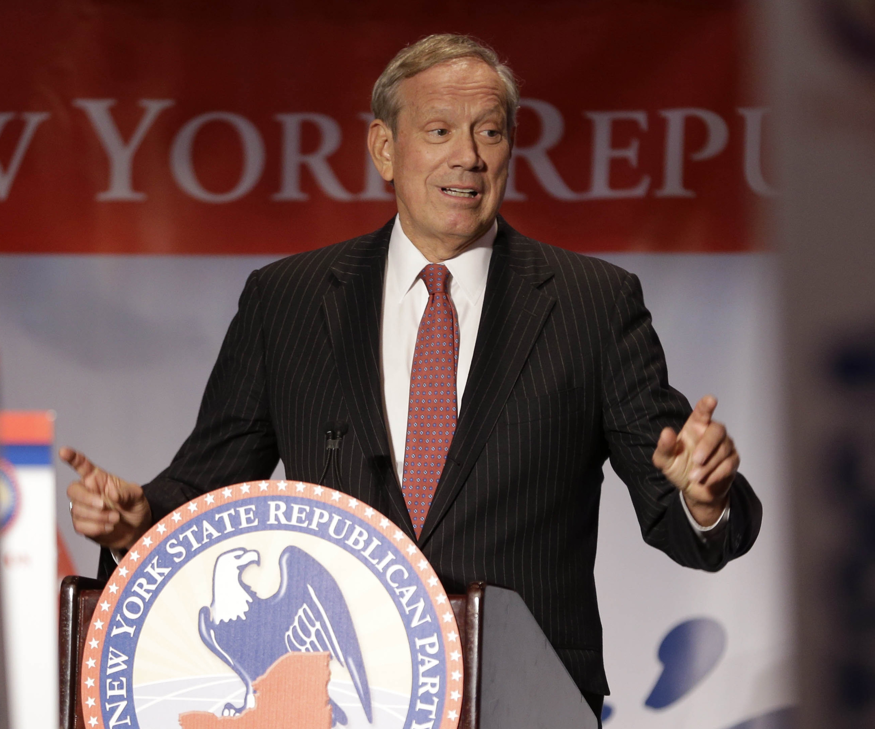 Former New York governor George Pataki spoke during the New York State Republican Convention in Rye Brook, N.Y.
