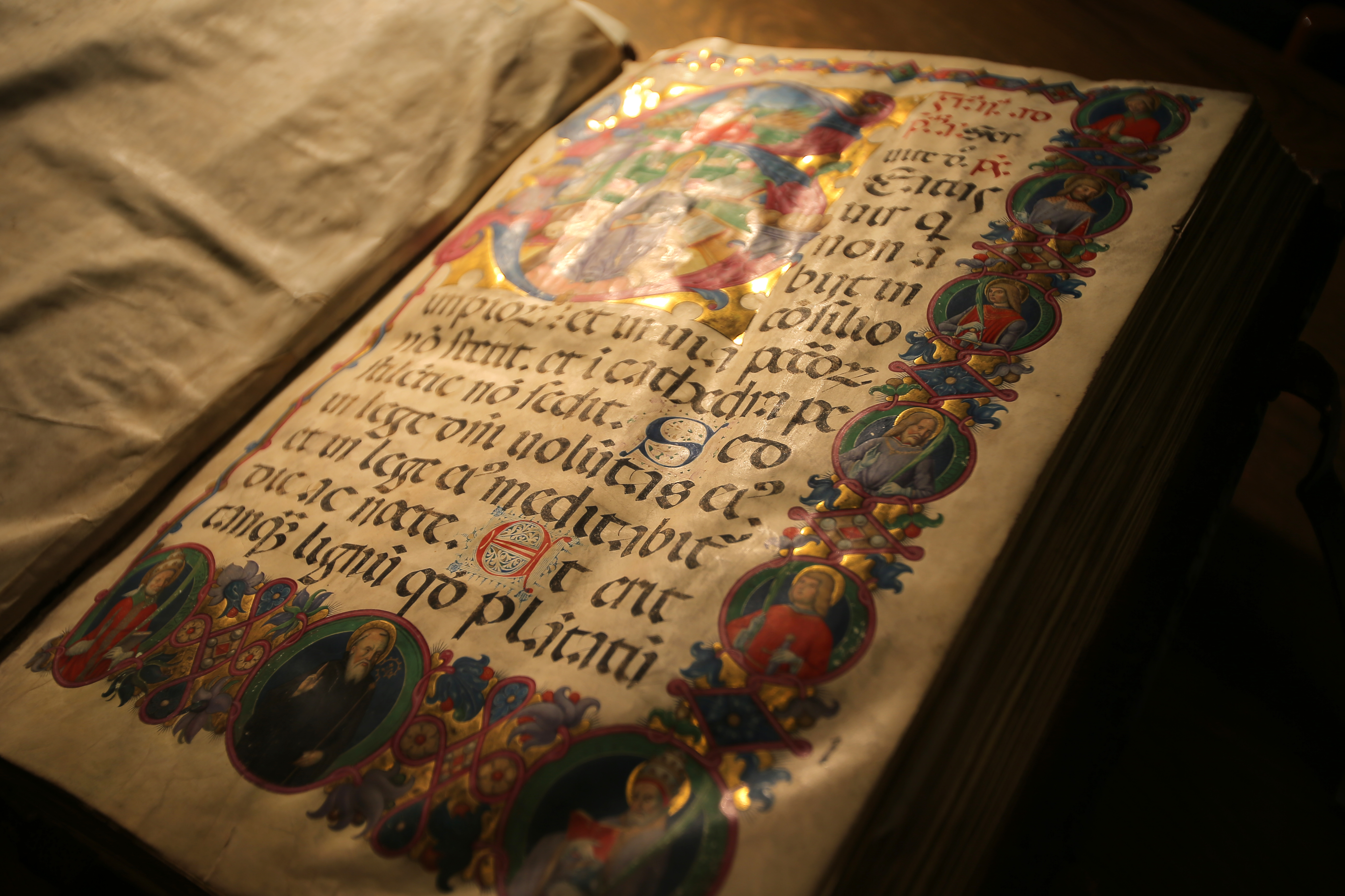 A medieval psalter in the rare books room at the Boston Public Library.