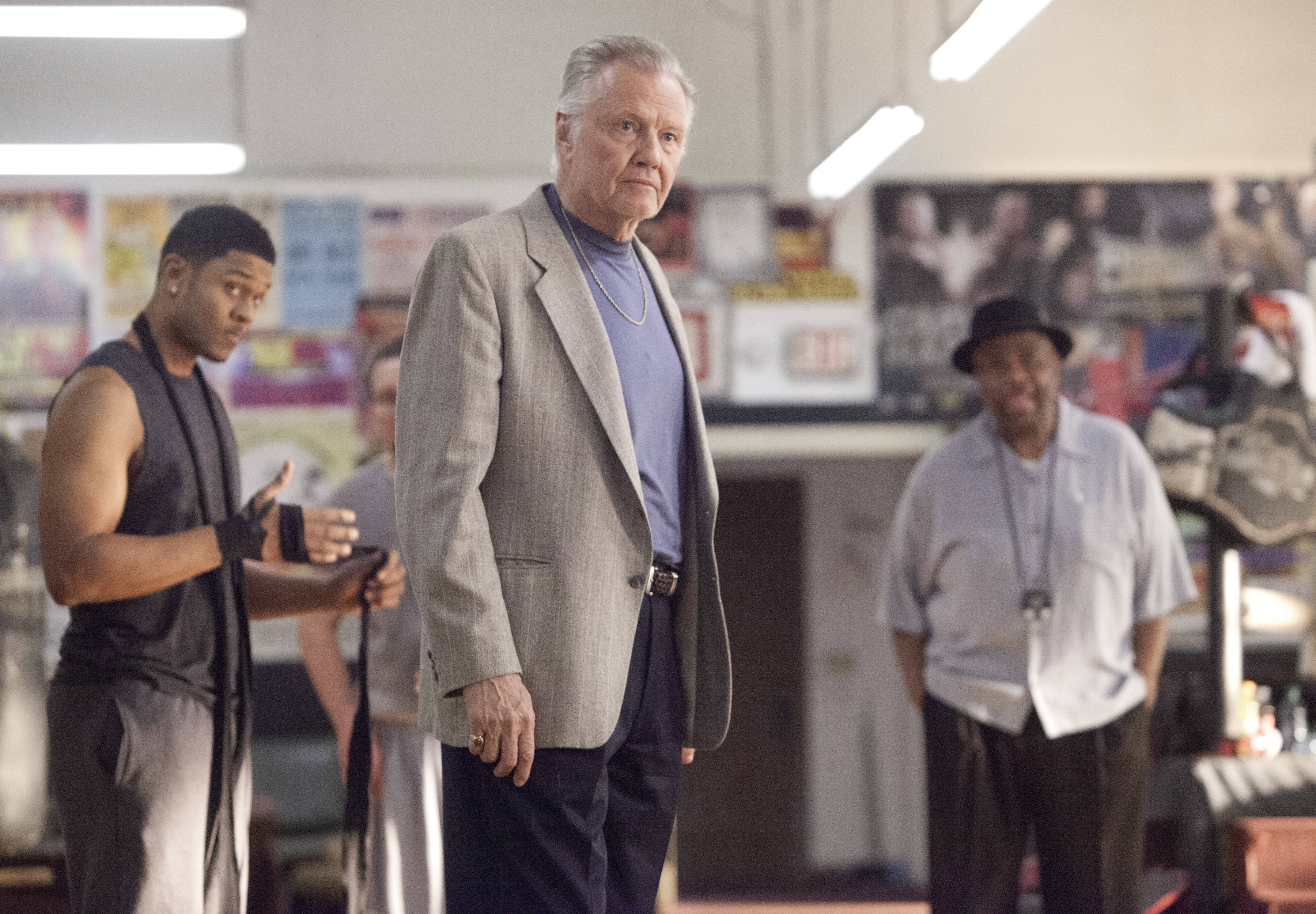 Jon Voight (center, with Pooch Hall and William Stanford Davis) plays the title character’s father, an ex-convict.
