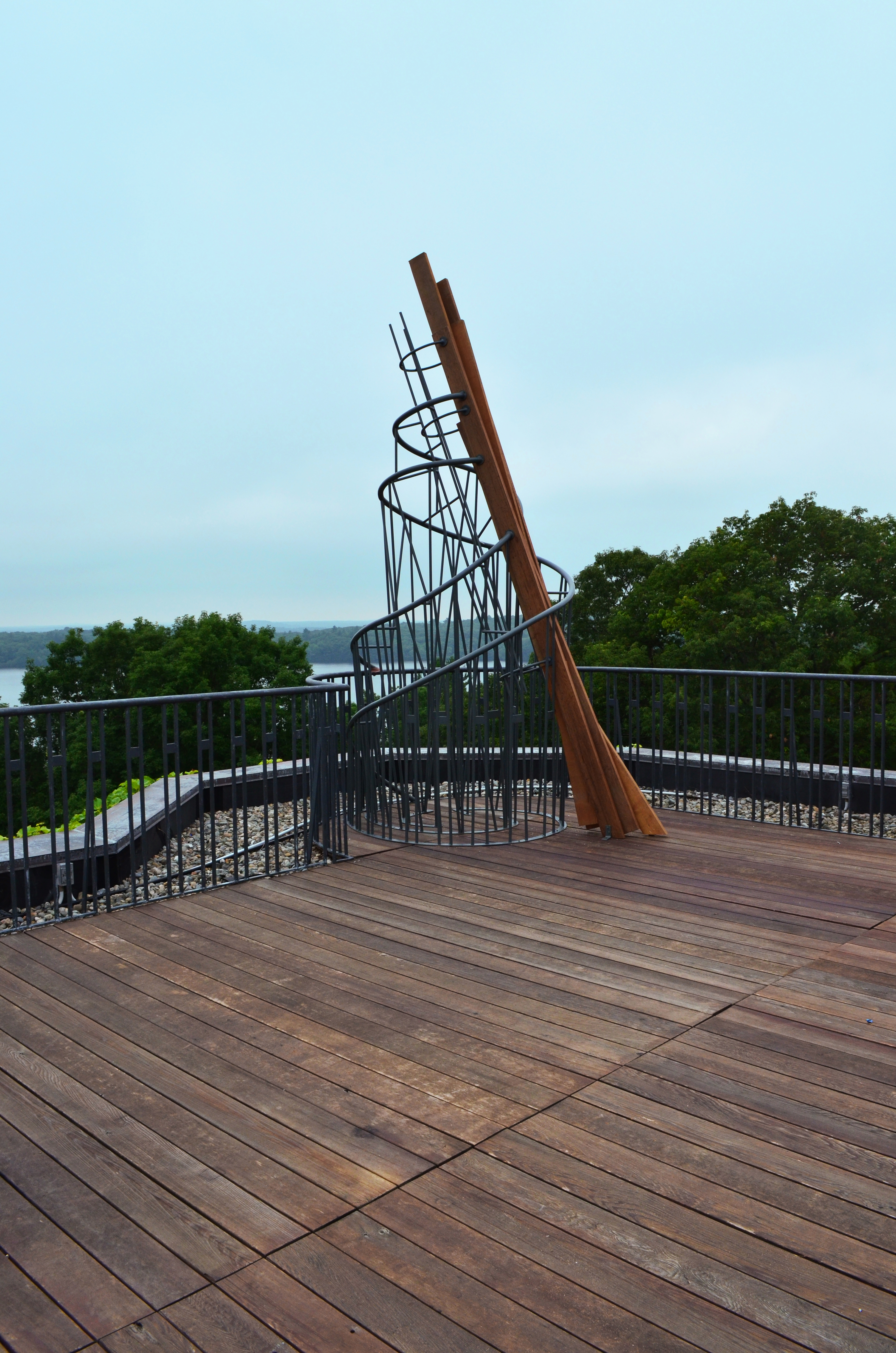 Aaron Stephan’s “Monument on a Museum” echoes the deck’s railings.