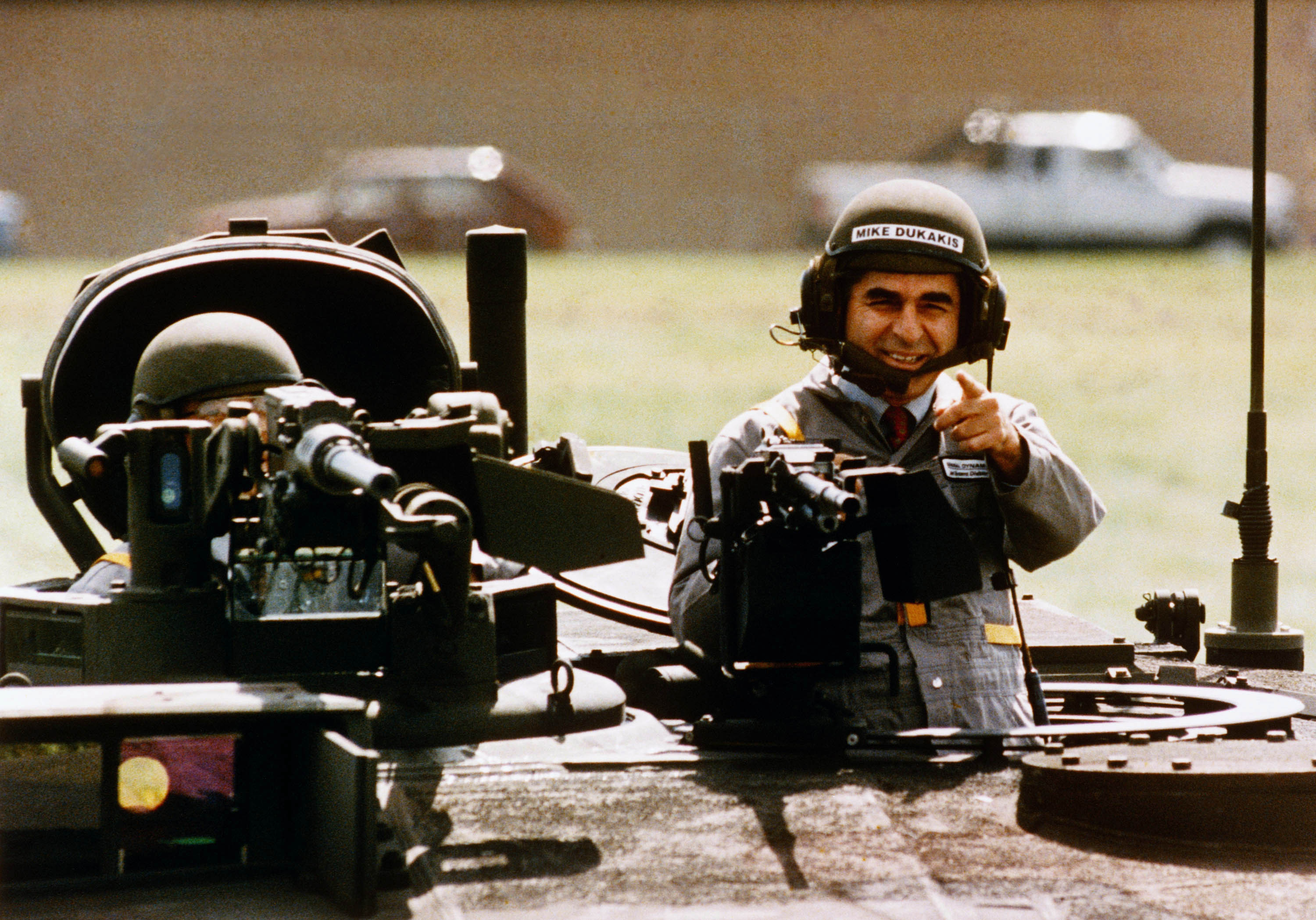 Then-Massachusetts Governor Michael Dukakis cemented his political demise in 1988 by trying to appear tough by donning a helmet and riding in a tank.