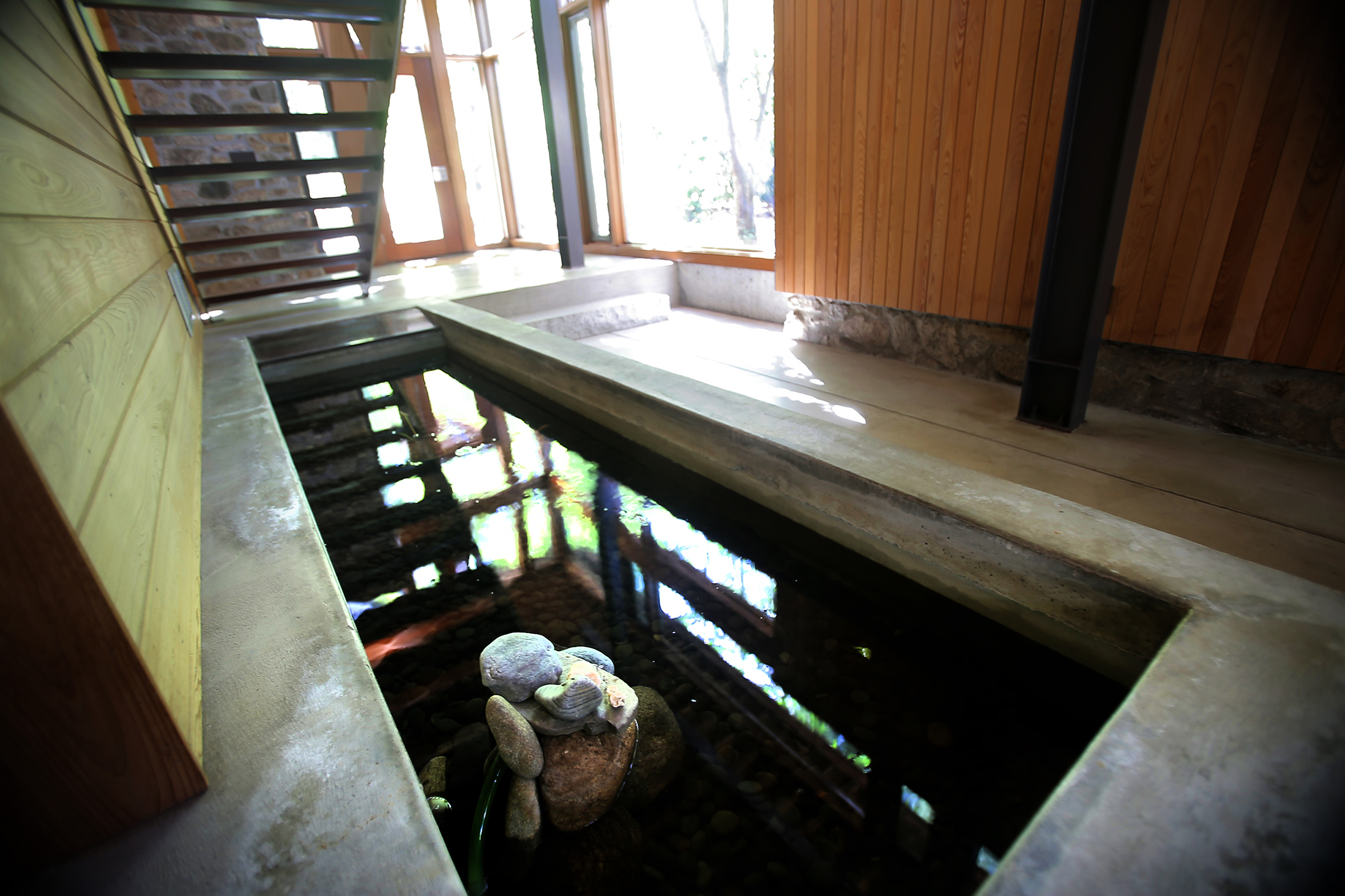 The interior koi pond