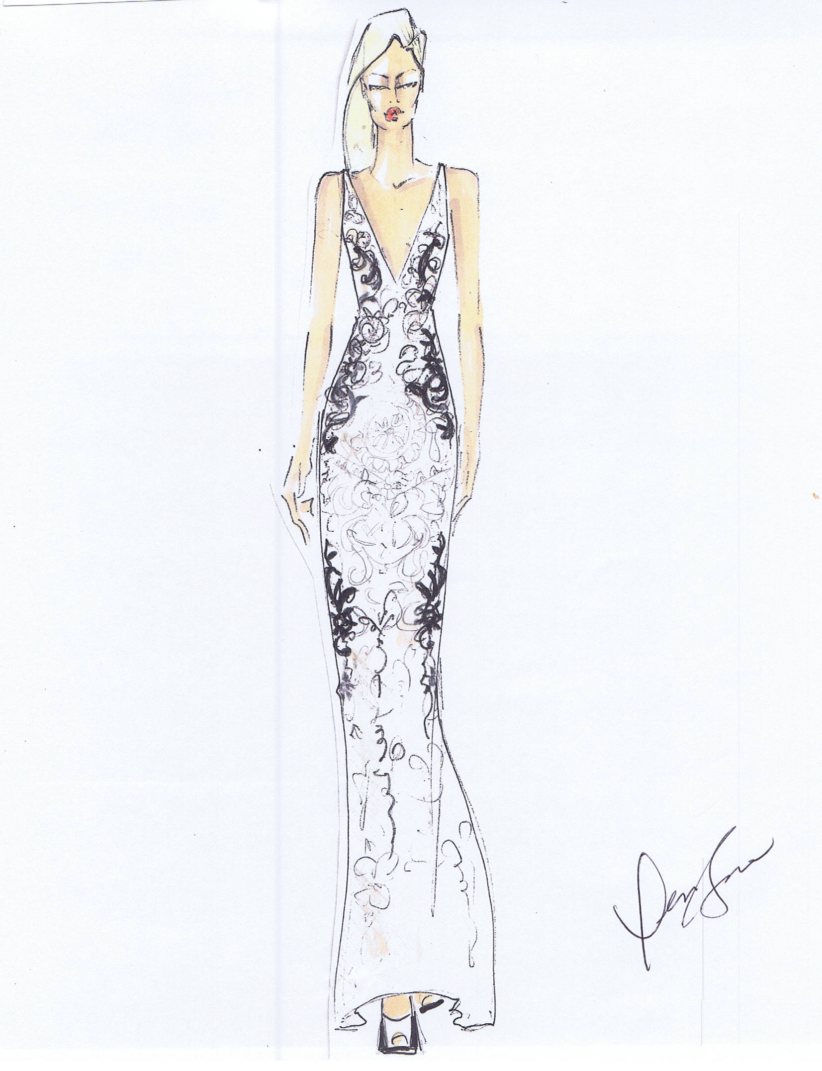These are sketches of dresses from Dennis Basso's Spring/Summer 2014 collection. handout images / 29inspiration