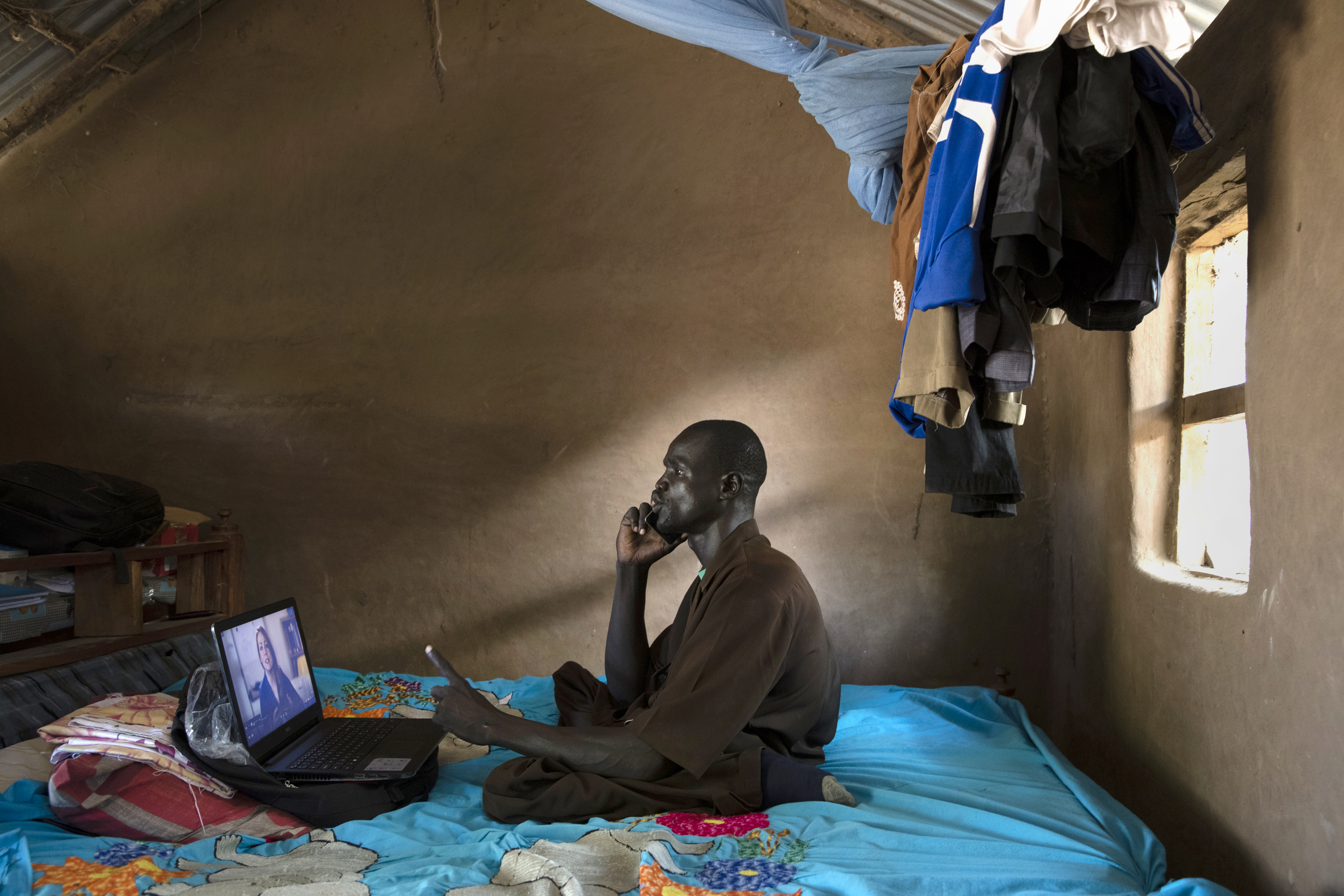 Bol Daniel Maduk, did his class work in the compound where he lives in the UNHCR refugee camp in Kakuma. Maduk hopes that the degree he is working on through Southern New Hampshire University’s online program will enable him to start his own school for children with special needs.