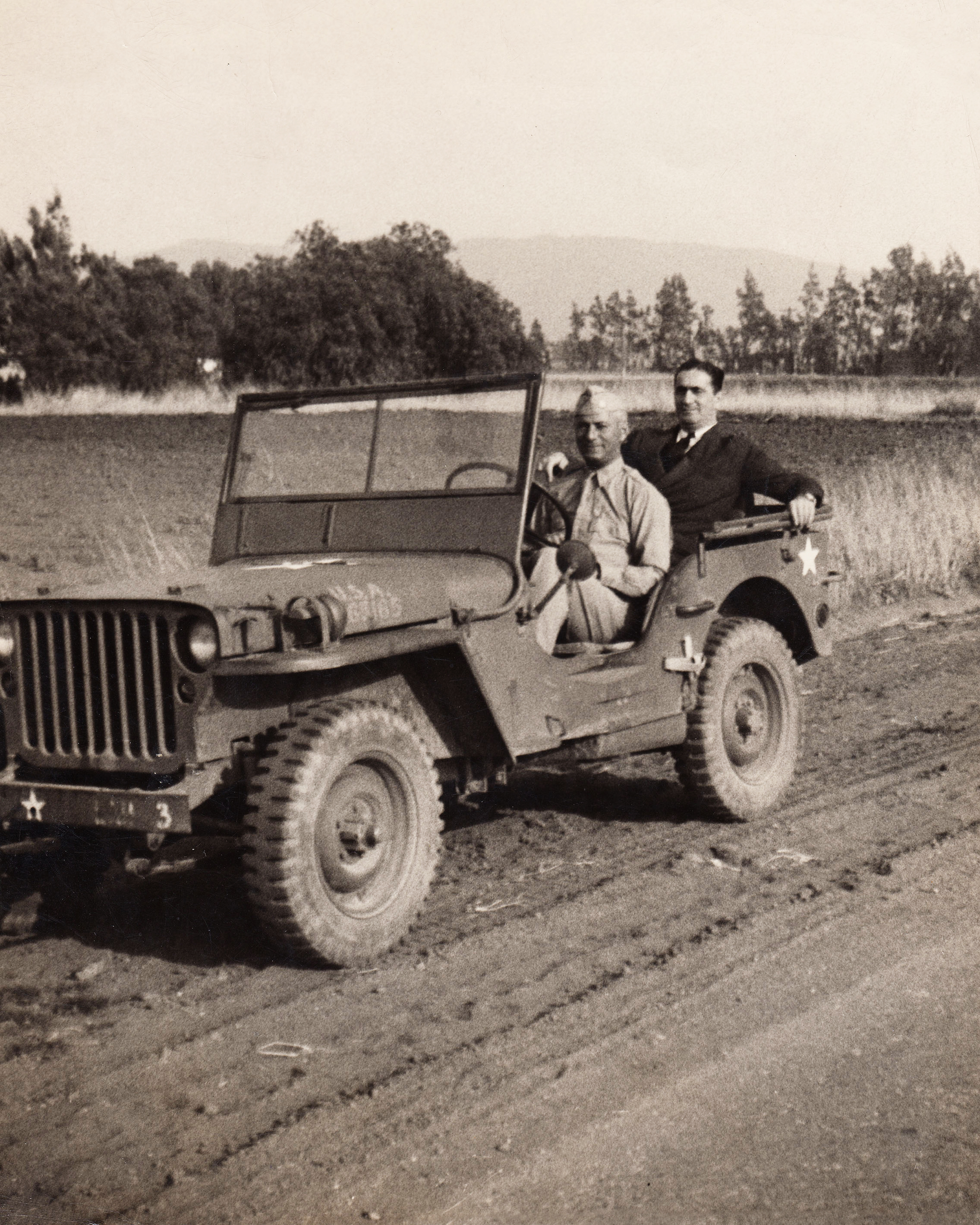 Moe Berg in a military jeep in California with his brother Sam during the war, July 1942, as seen in the film "The Spy Behind Home Plate."