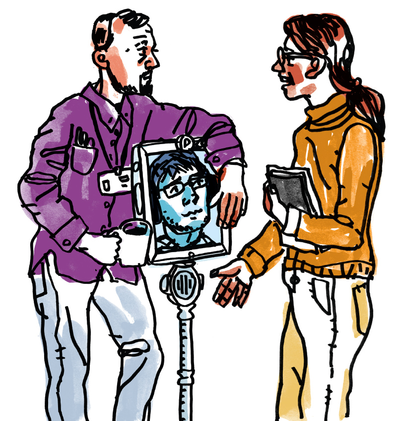 According to one study, people who are telepresent feel “violated” when people who are present-present move them around without their permission, or put their feet up on them as if they were furniture.