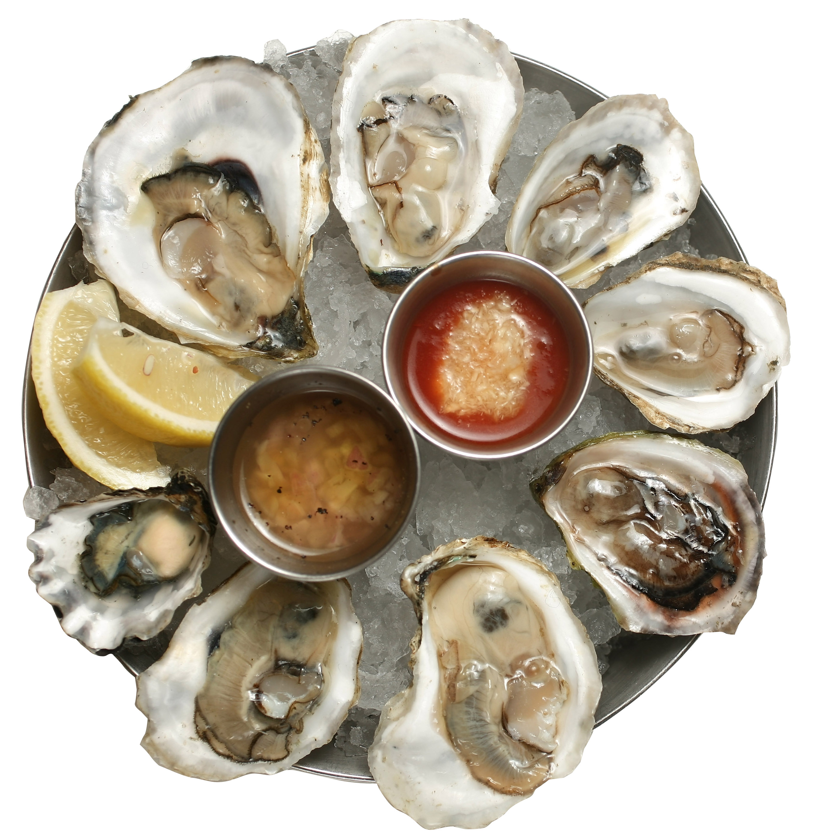 A plate of oysters from Neptune Oyster.