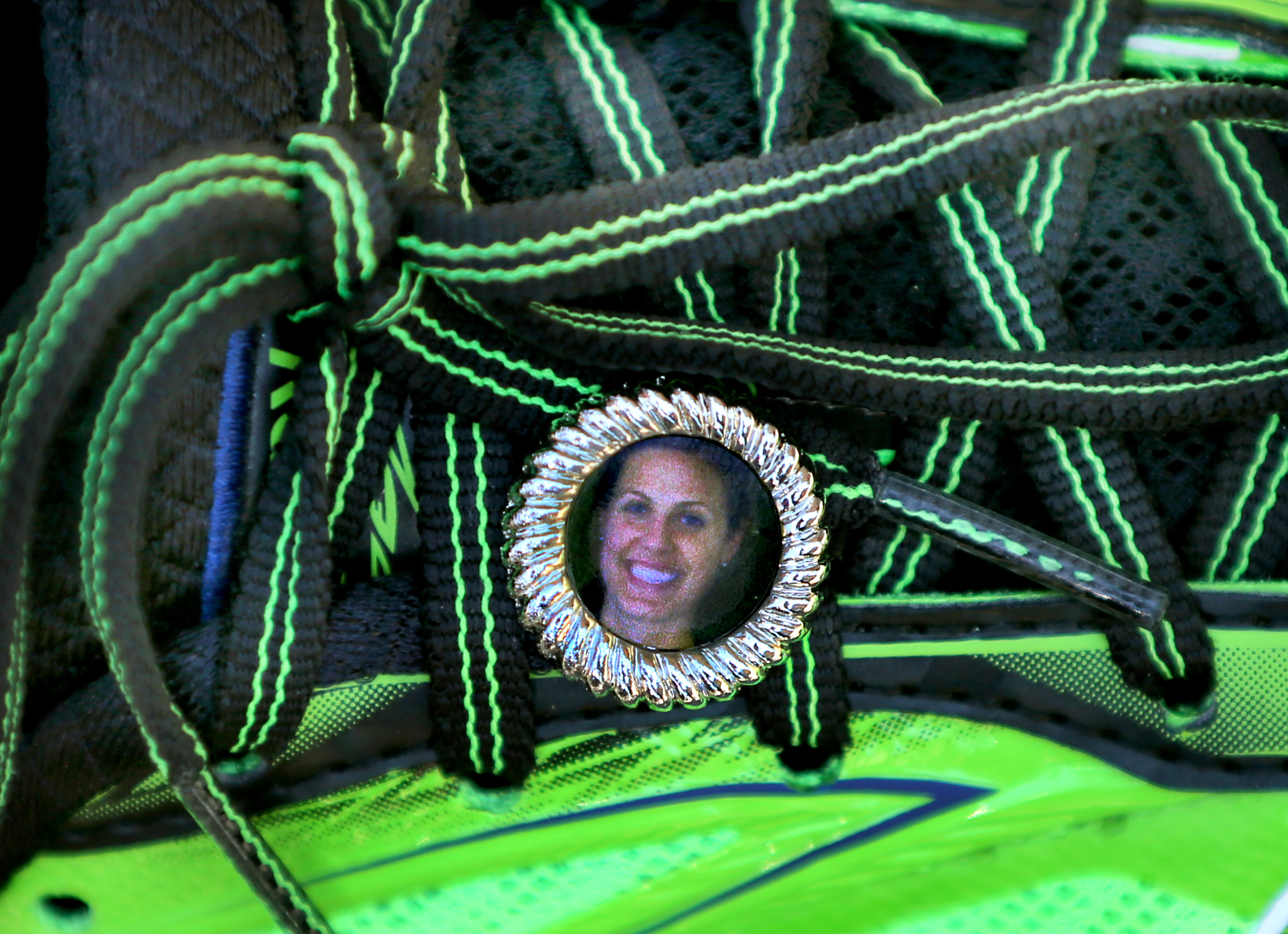 Downes has a photo of his wife, Jess, in a locket attached to his running shoe.