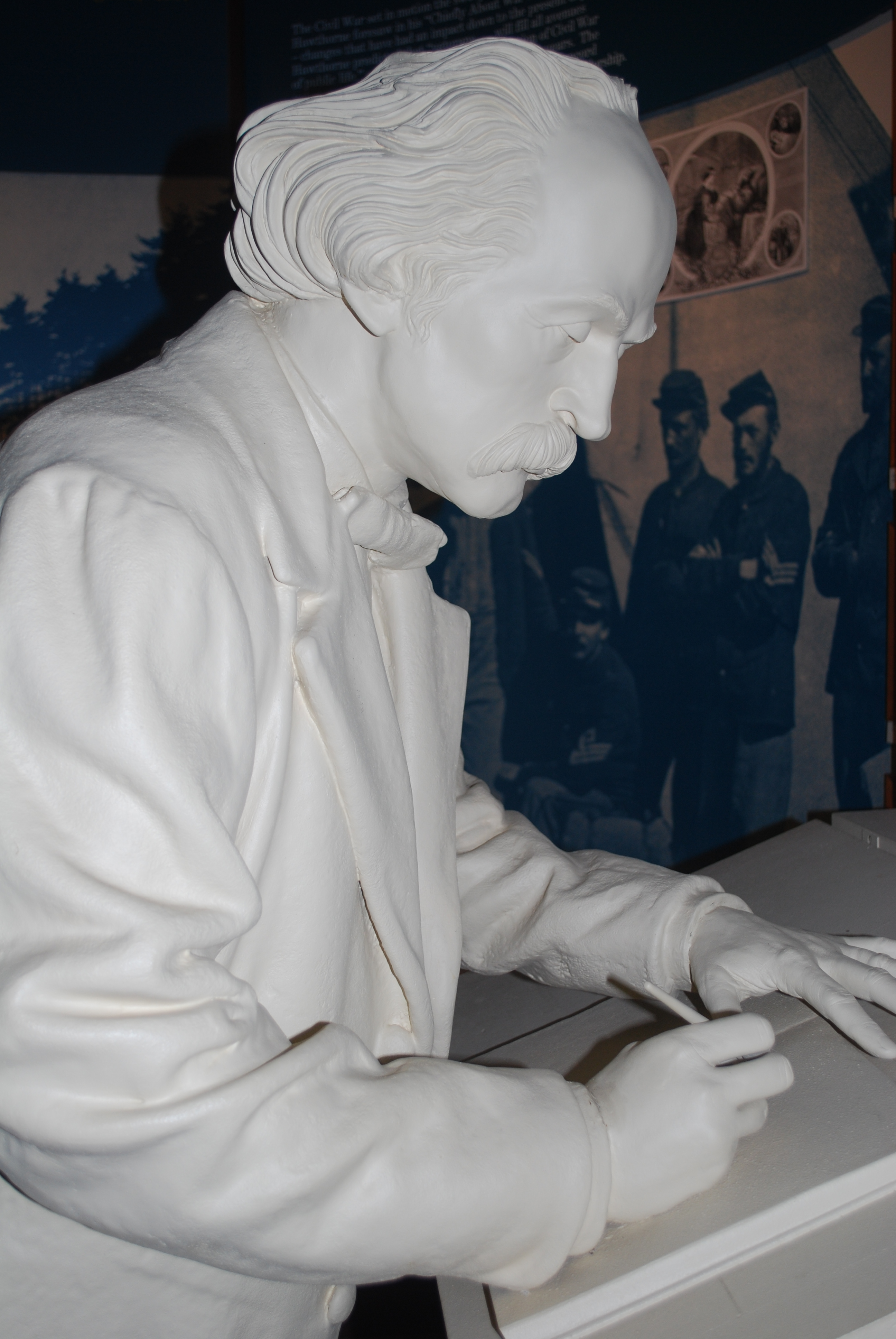 A statue of the author in the Wayside’s visitor orientation area.