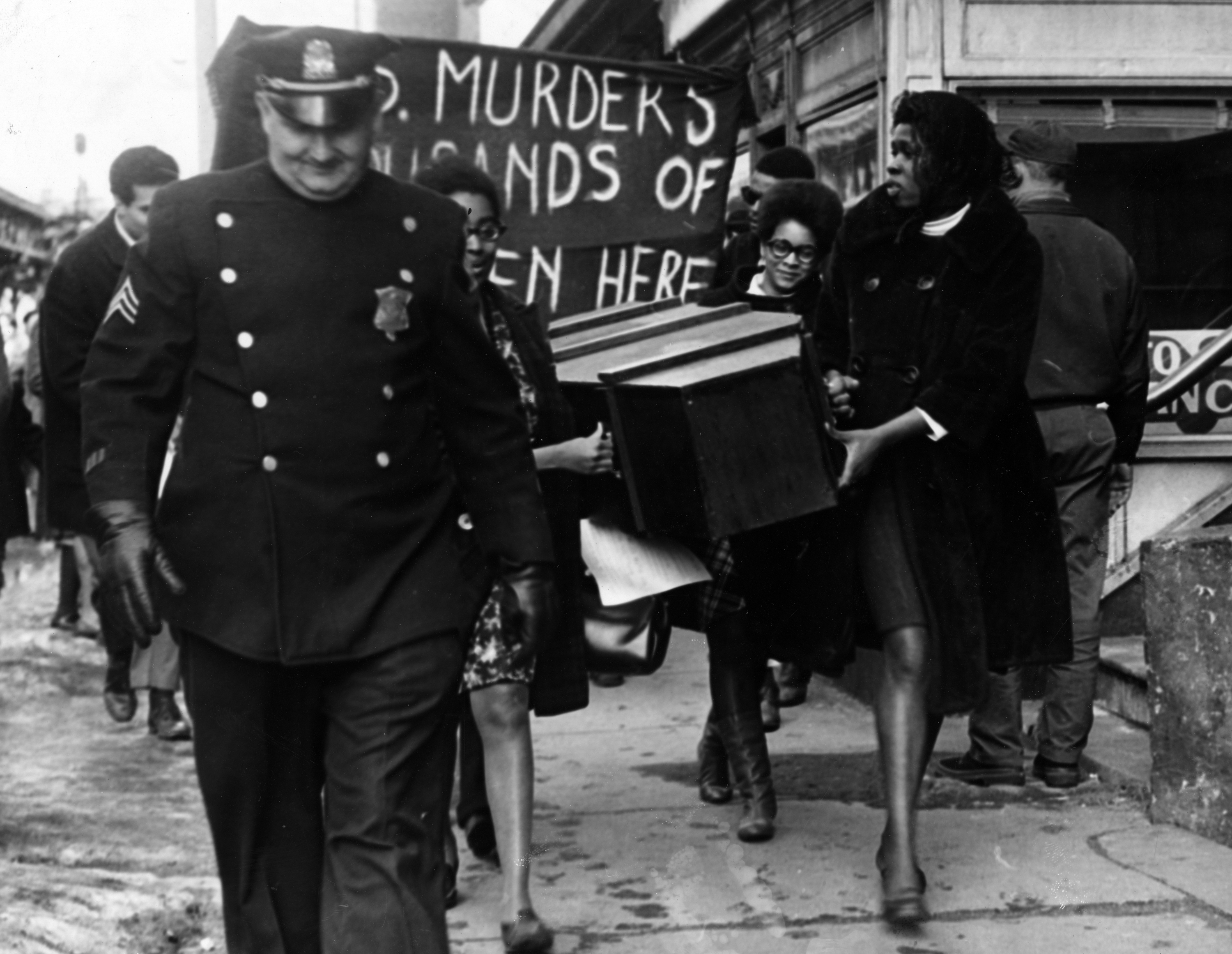 Chanting “Let’s fight in Roxbury, not in Vietnam,’’ protesters held a symbolic funeral in Boston on March 4 for 2,500 black men killed by that time in Vietnam.
