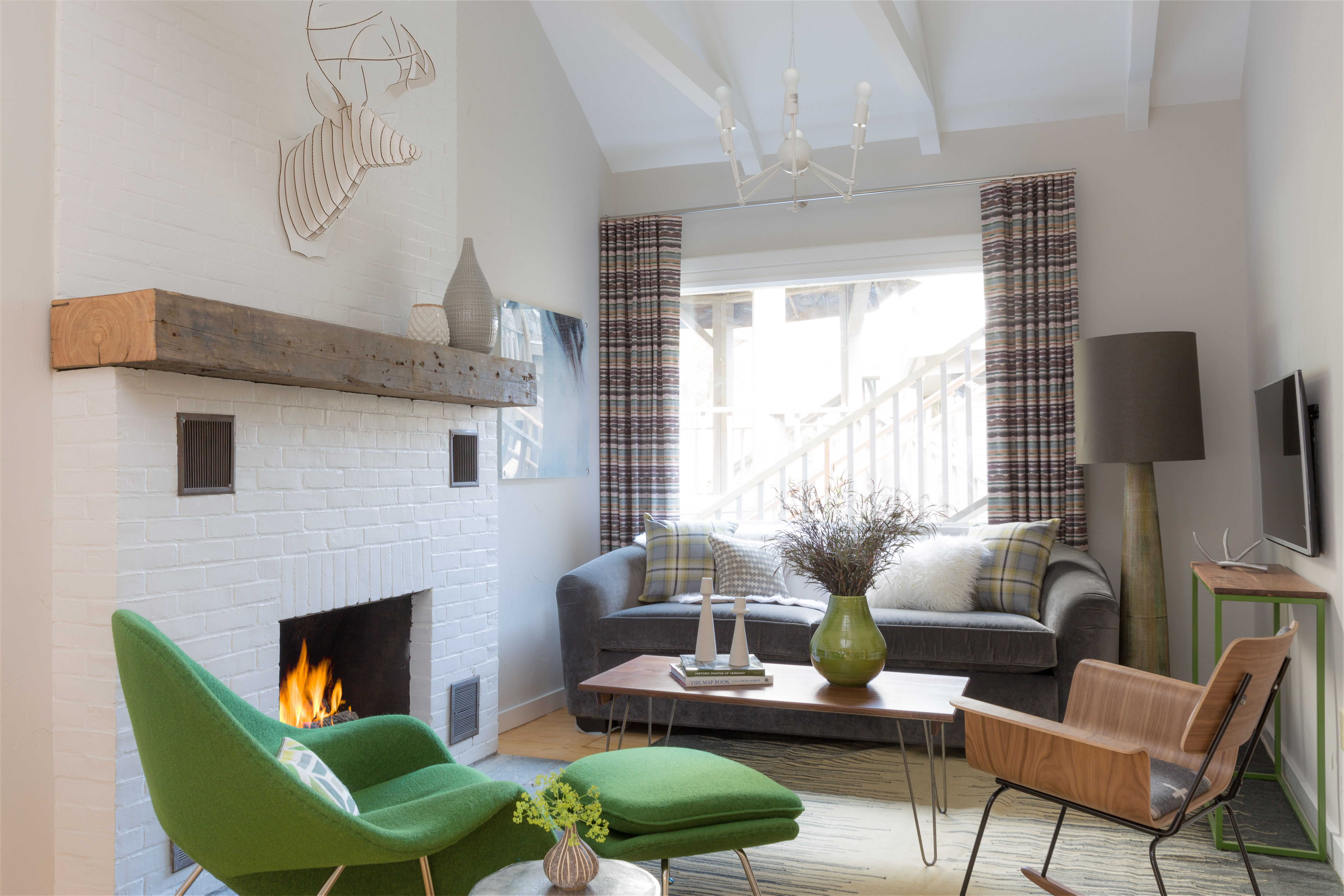 A room with contemporary touches at The Field Guide in Stowe, Vt.