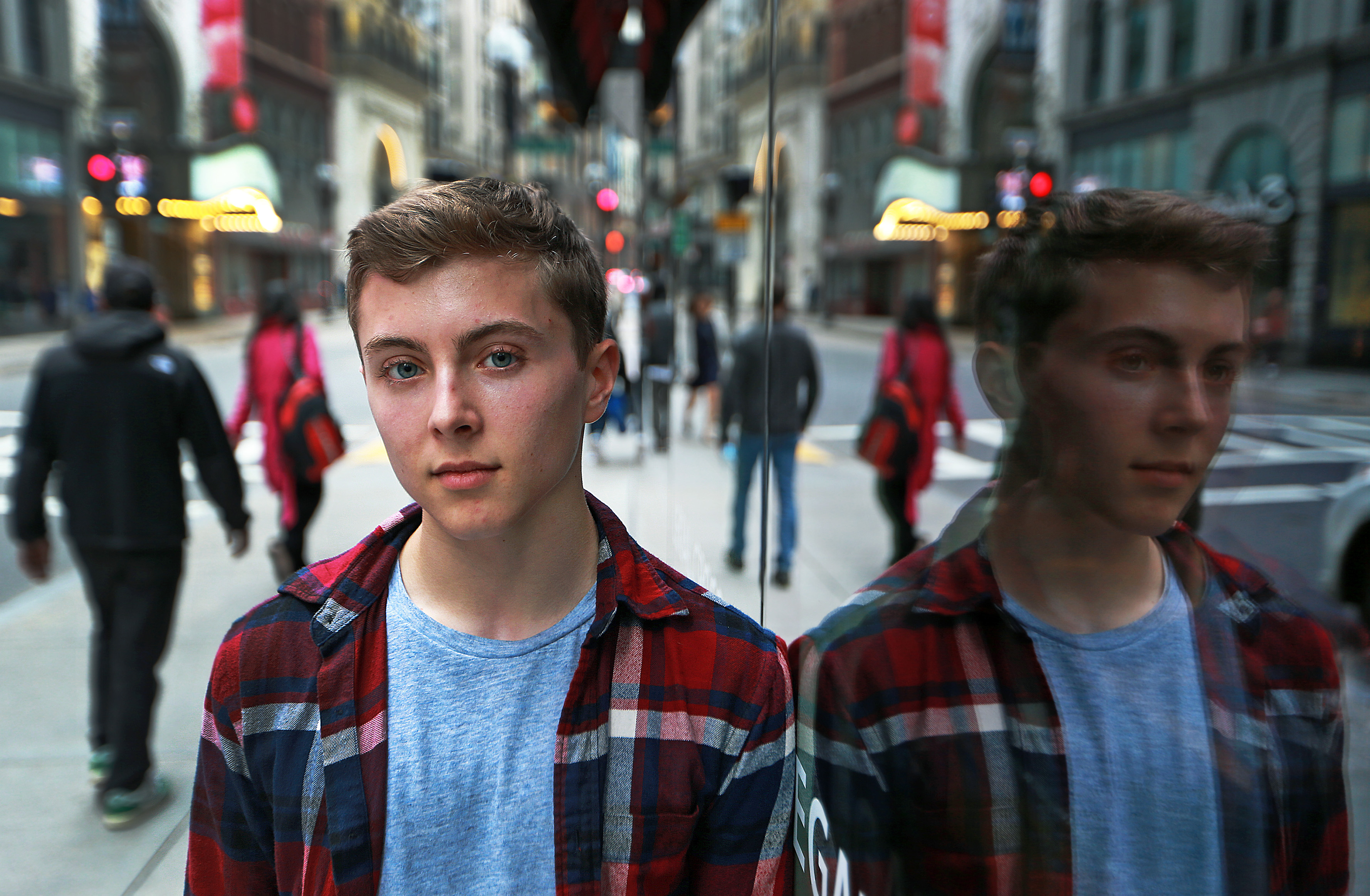 Noah Parets on Washington Street in Boston.