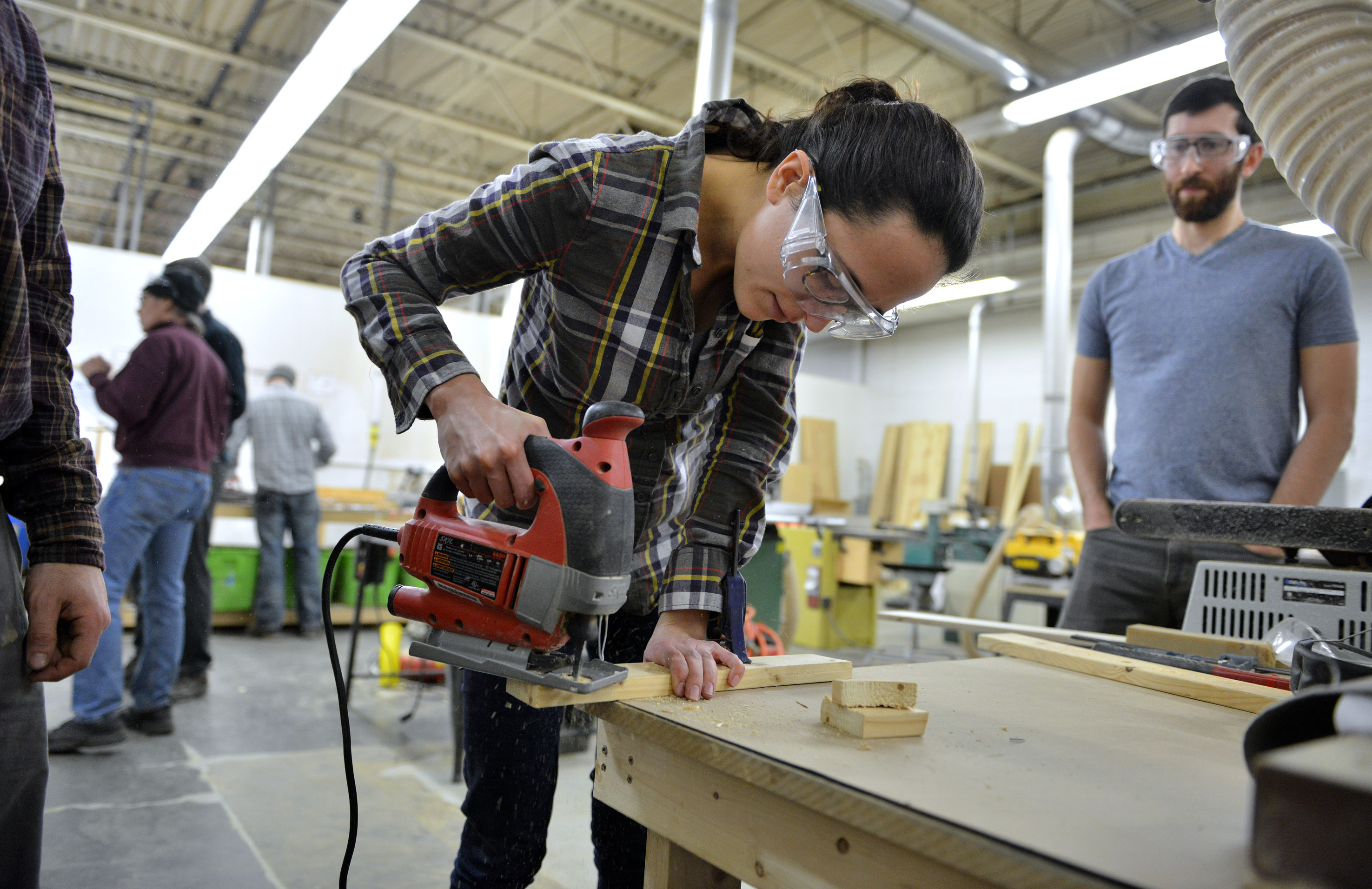 Christina Murphy of Somerville learned to use a reciprocating saw.