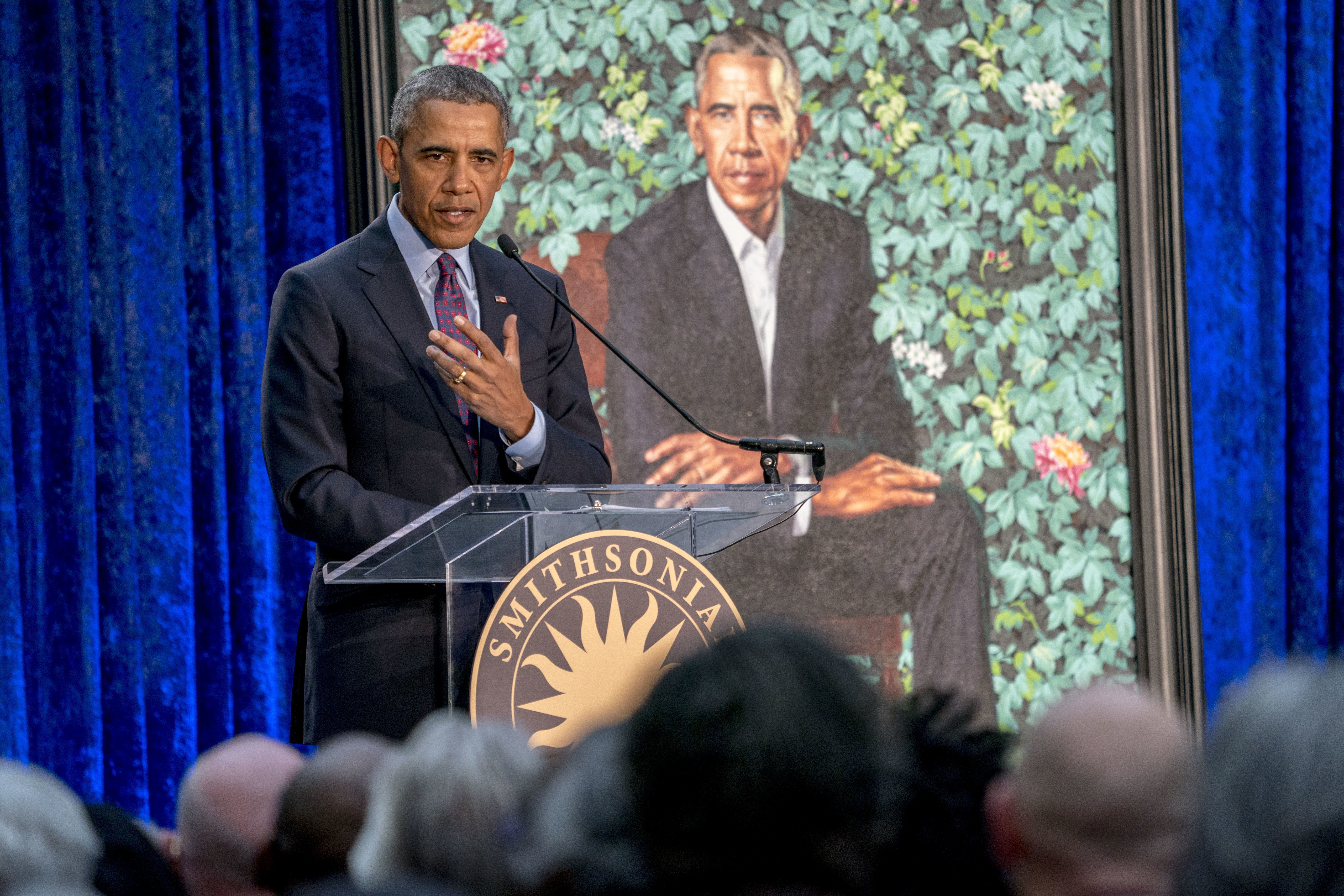 Barack Obama speaks at the unveiling ceremony.