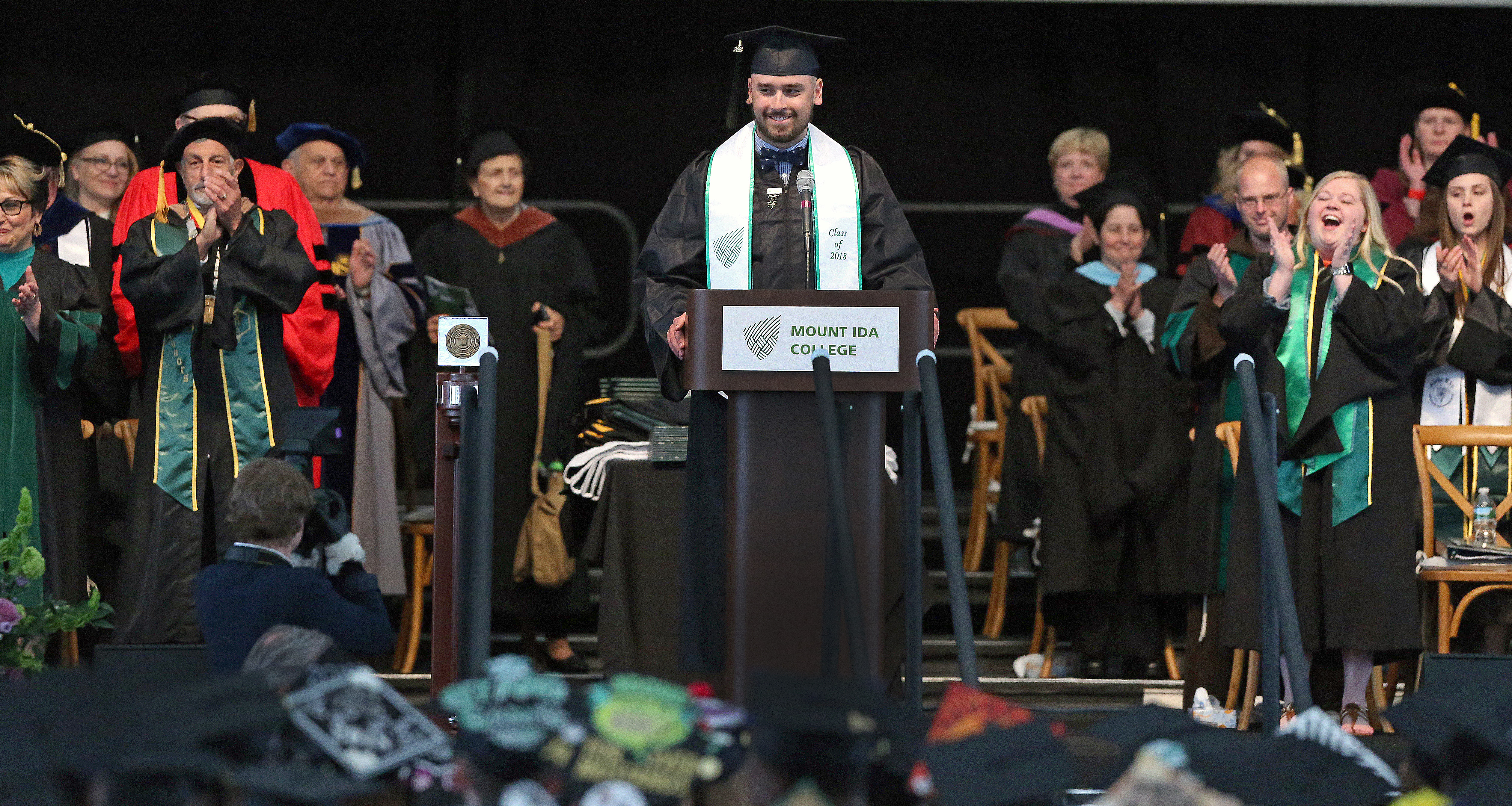 Patrick McKearney, the senior class cabinet president, spoke to fellow graduates.