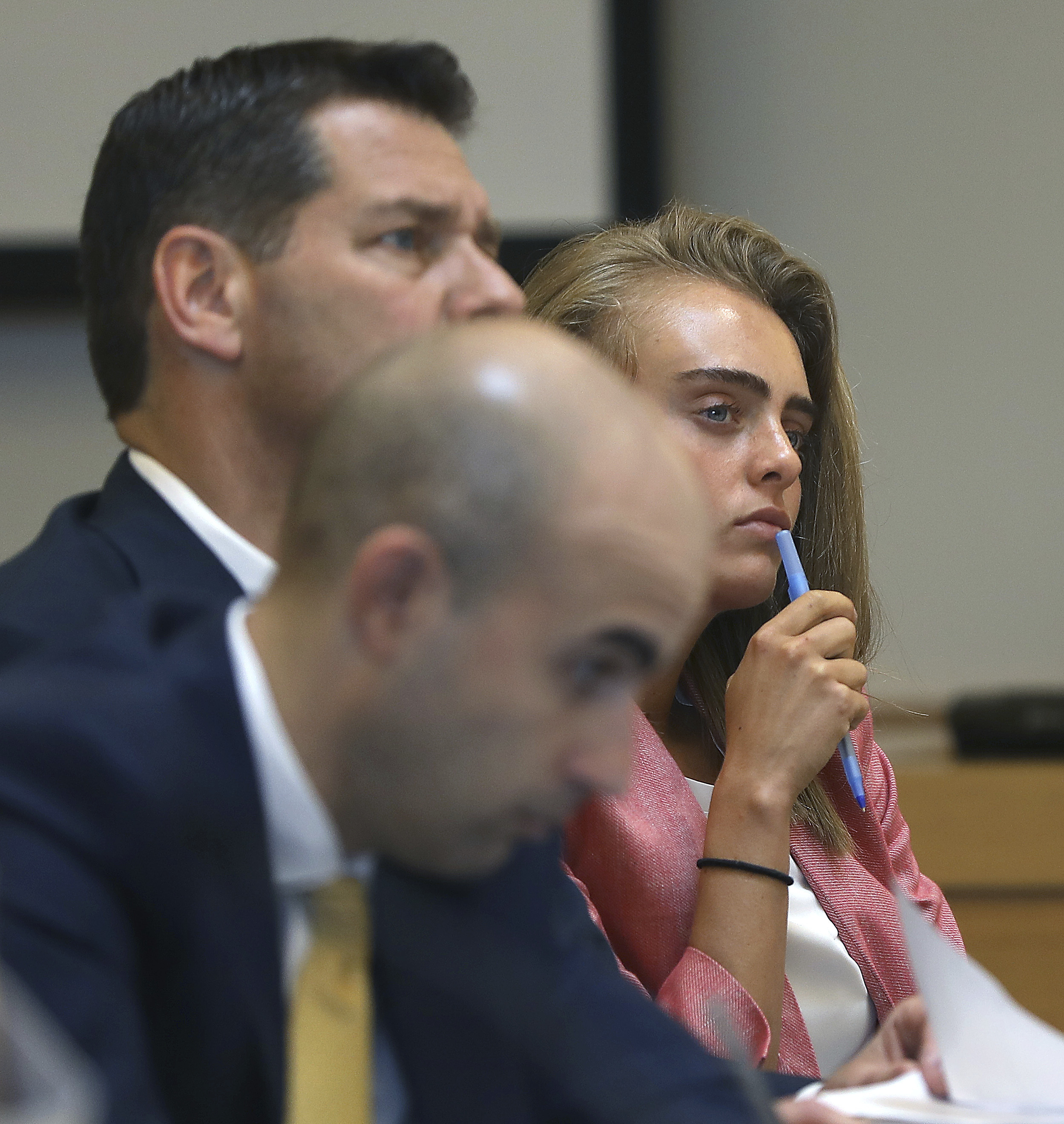 Michelle Carter, right, listened to Gammell’s testimony.
