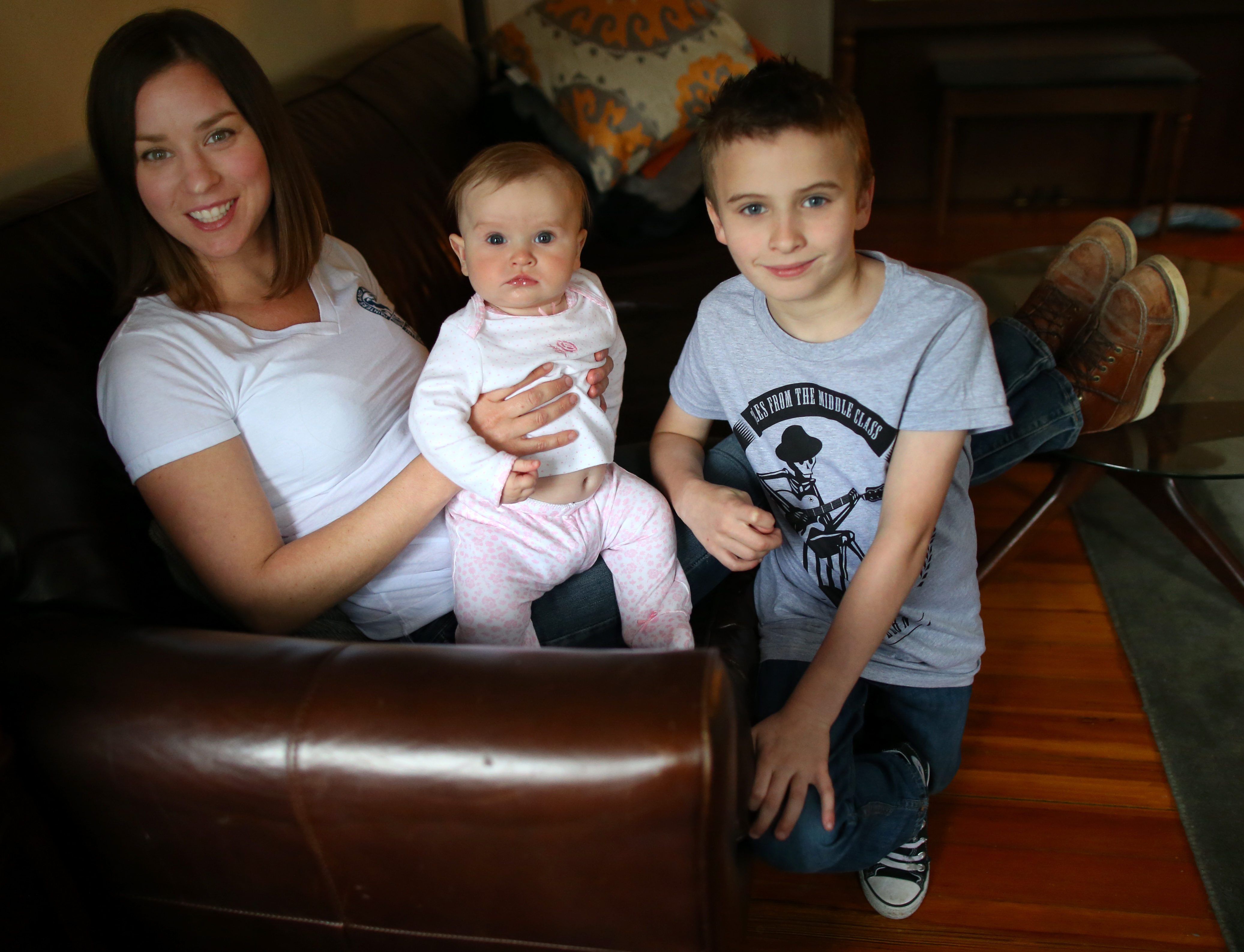 Glazier Kerri Sheehan has two children: Rebel Rose, 5 months, and Jacob, 8.