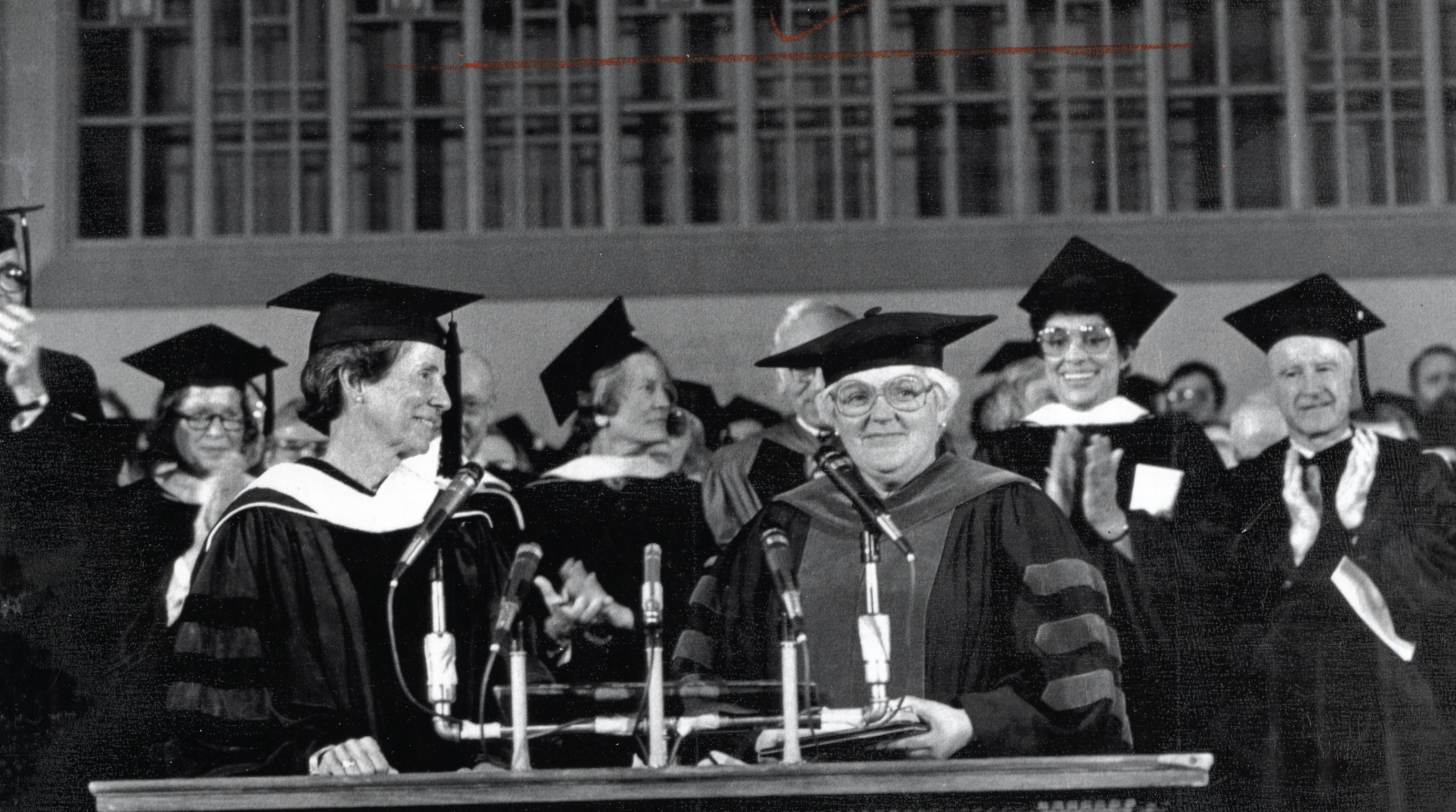 Dr. Dunn (right) at her inauguration as Smith College president in 1985.