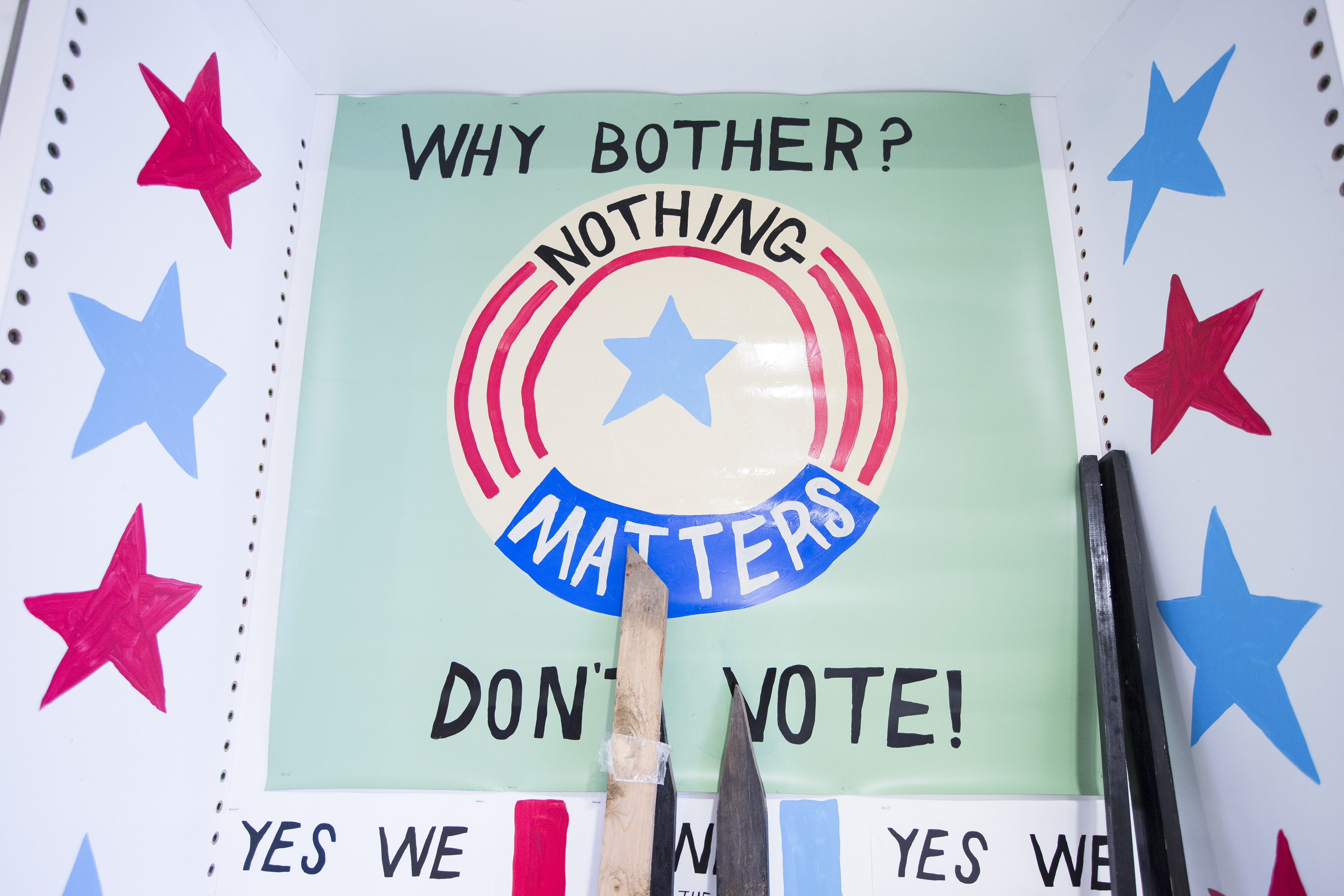 A sign at Pat Falco’s “Boston Campaign Headquarters.”