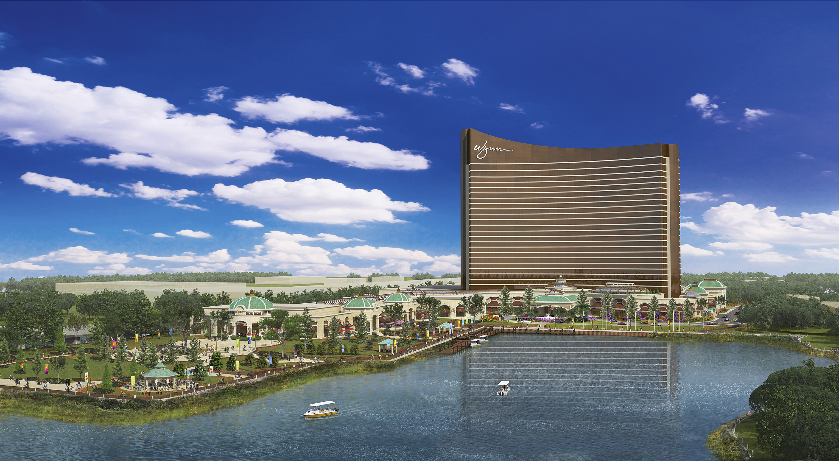 This architectural rendering shows the proposed Wynn casino.