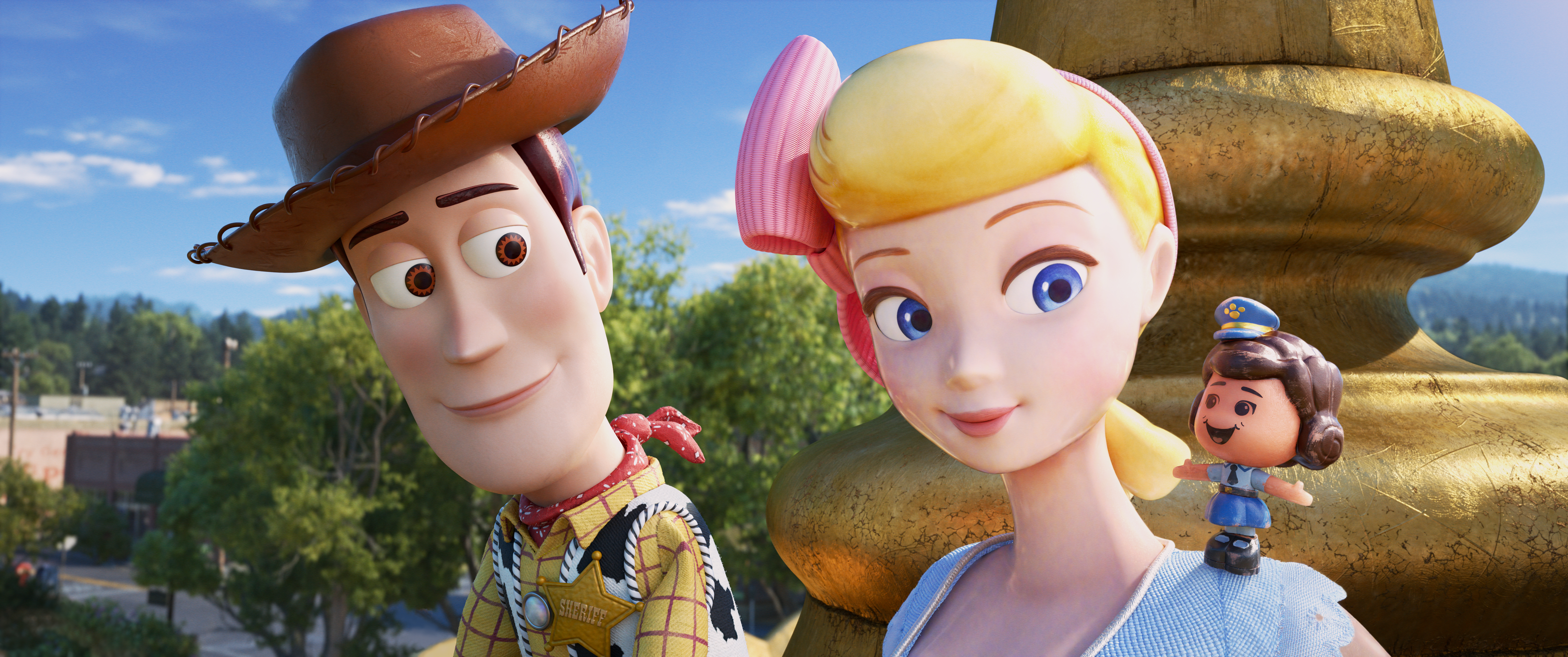 Bo Peep (center, voiced by Annie Potts) reappears in “Toy Story 4.”