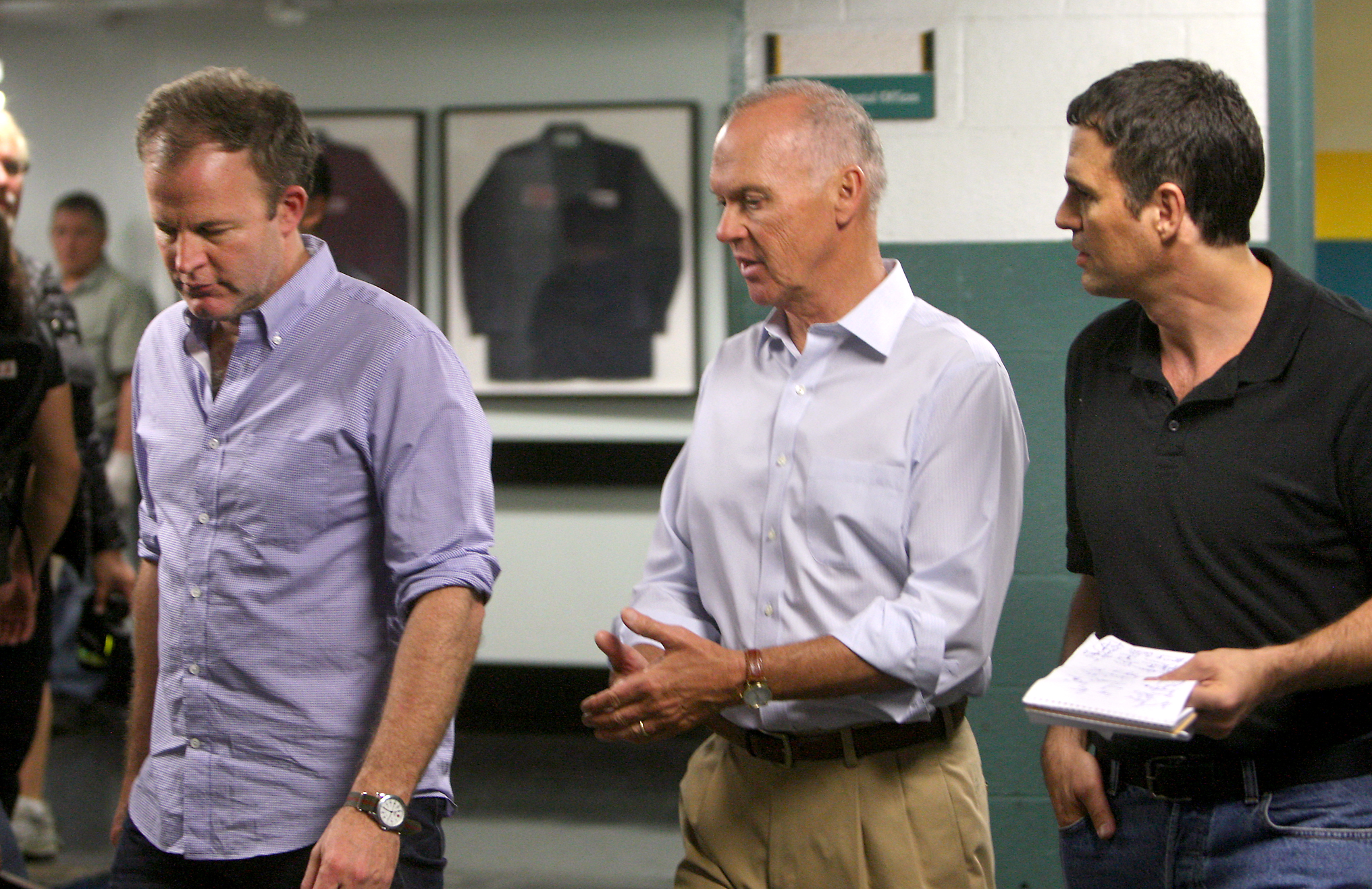 From left: Michael Keaton and Mark Ruffalo at the Globe.