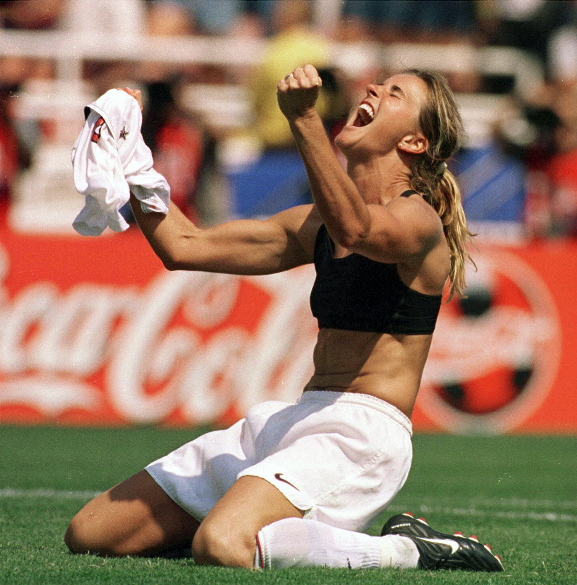 Brandi Chastain’s iconic moment in the 1999 World Cup.