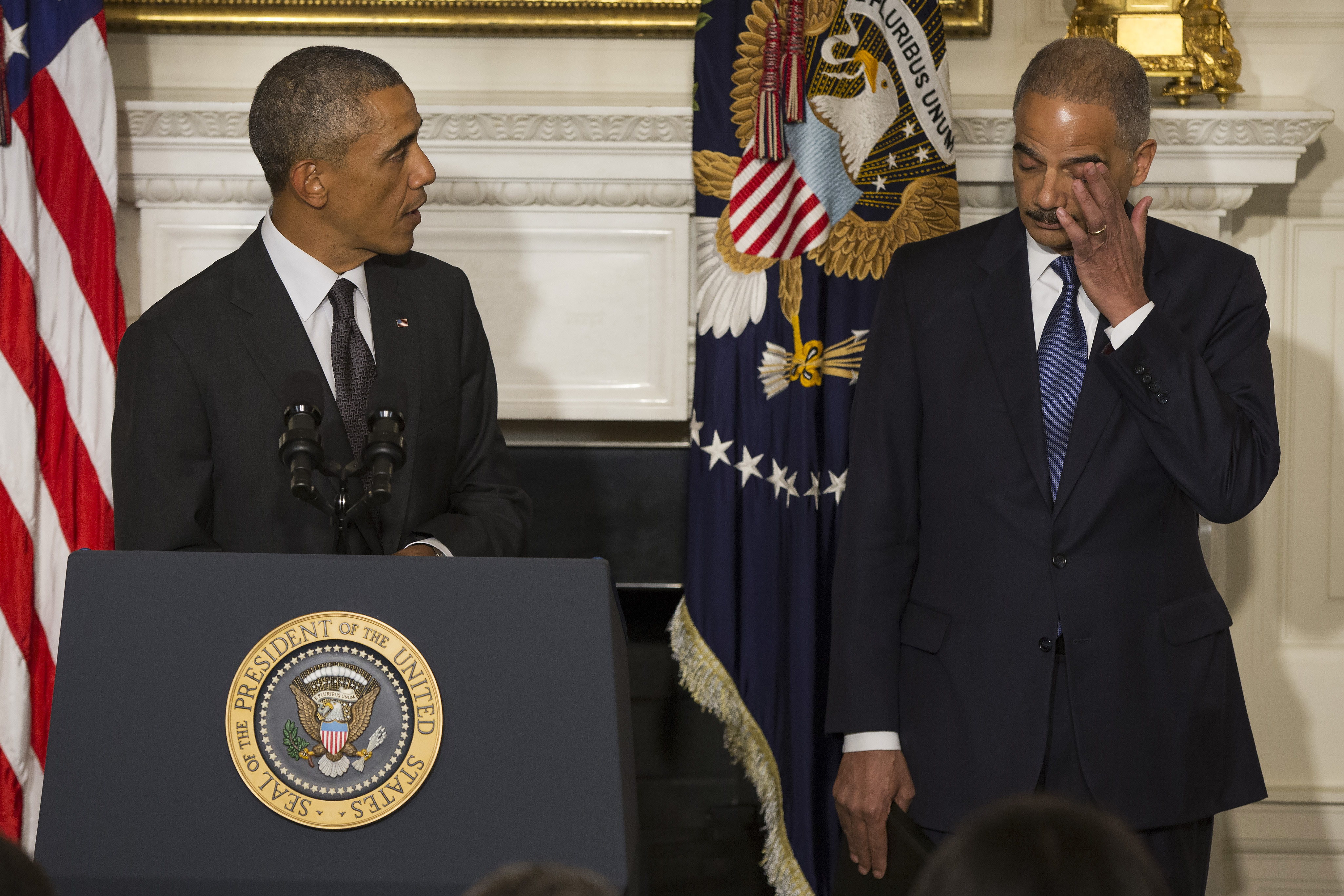 Eric Holder’s news conference with President Obama was an emotional one.