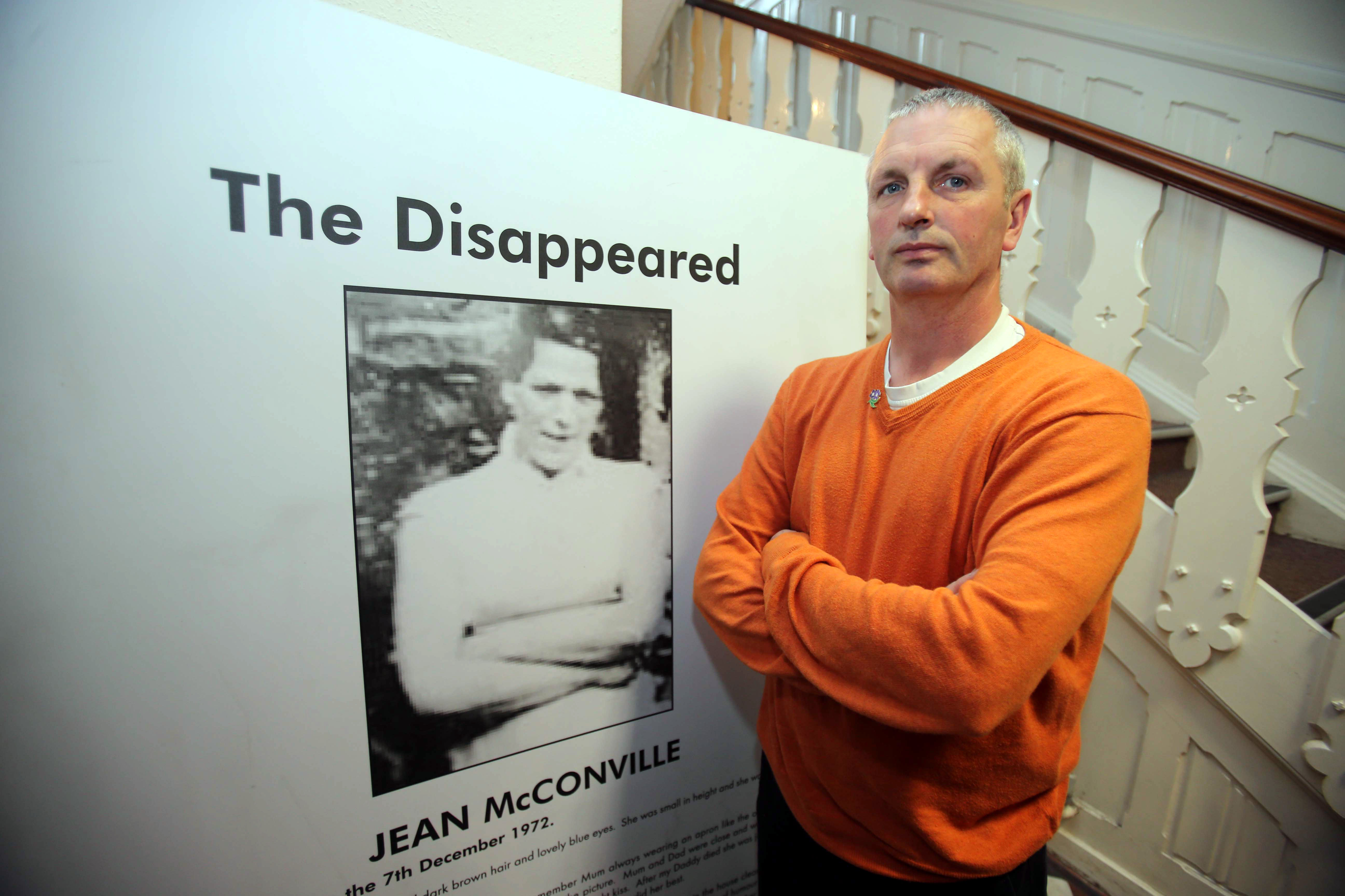 Michael McConville, the son of Jean McConville, who was killed by the IRA in 1972, spoke to reporters at the Wave Trauma Centre in Belfast on Thursday.