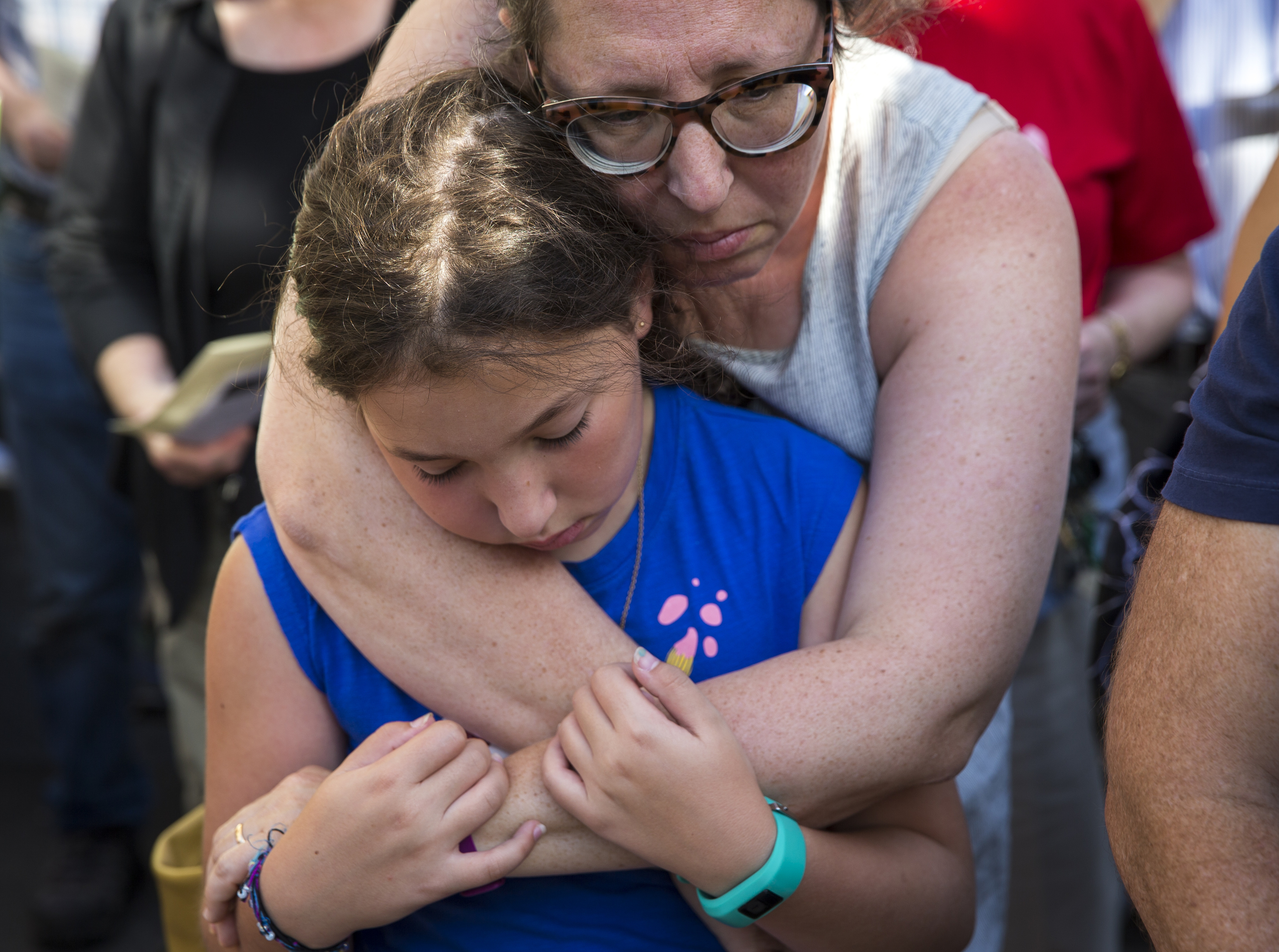 Mara Benjamin of Northampton held her daughter, Shifra Kabakov, 10.