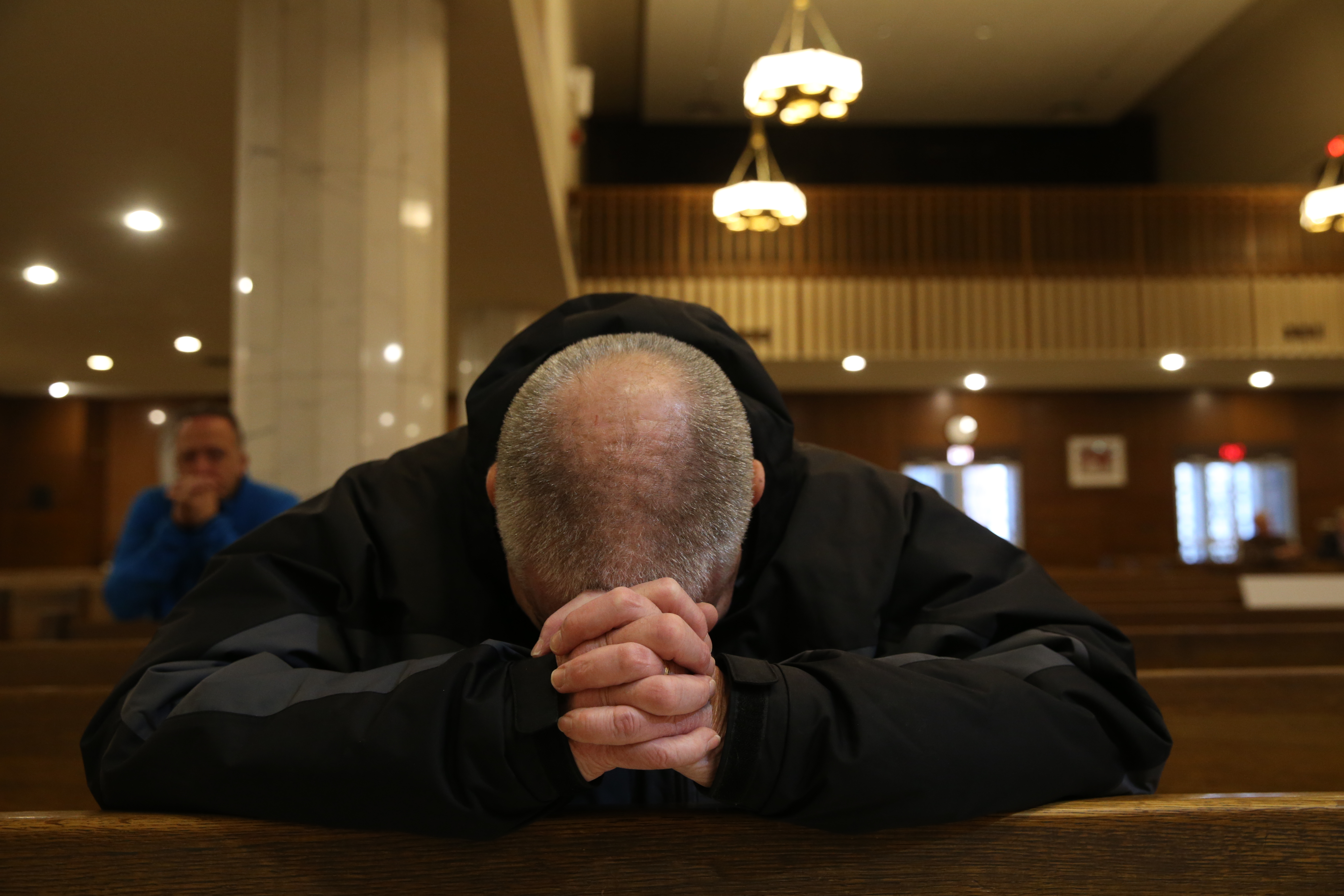 A parishioner prayed at St. Anthony Shrine in Boston.