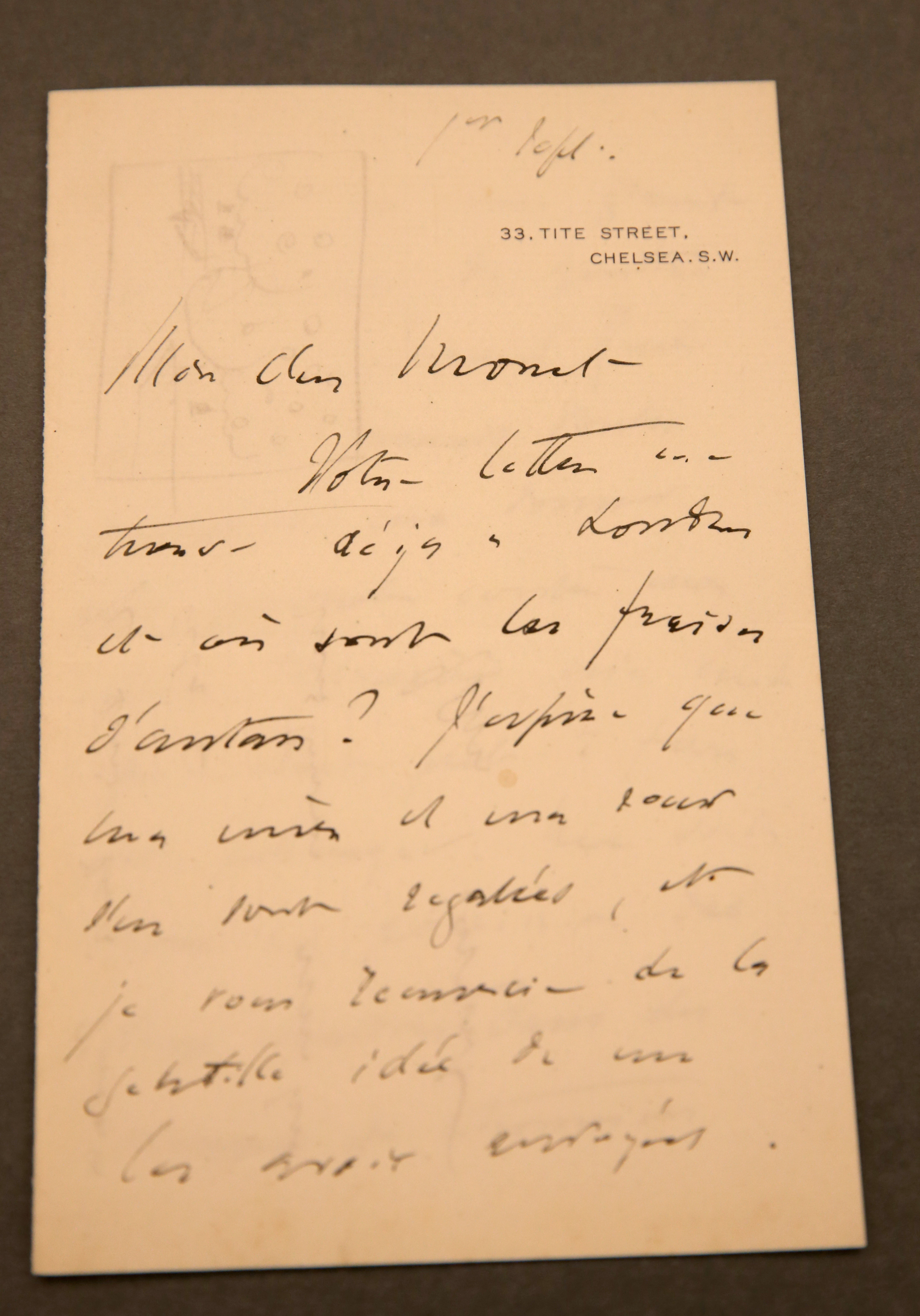 A letter from Sargent to Monet.