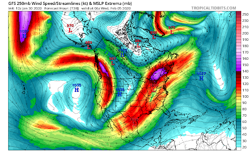 The upper pattern in early February keeps a southerly flow across the east with milder air.