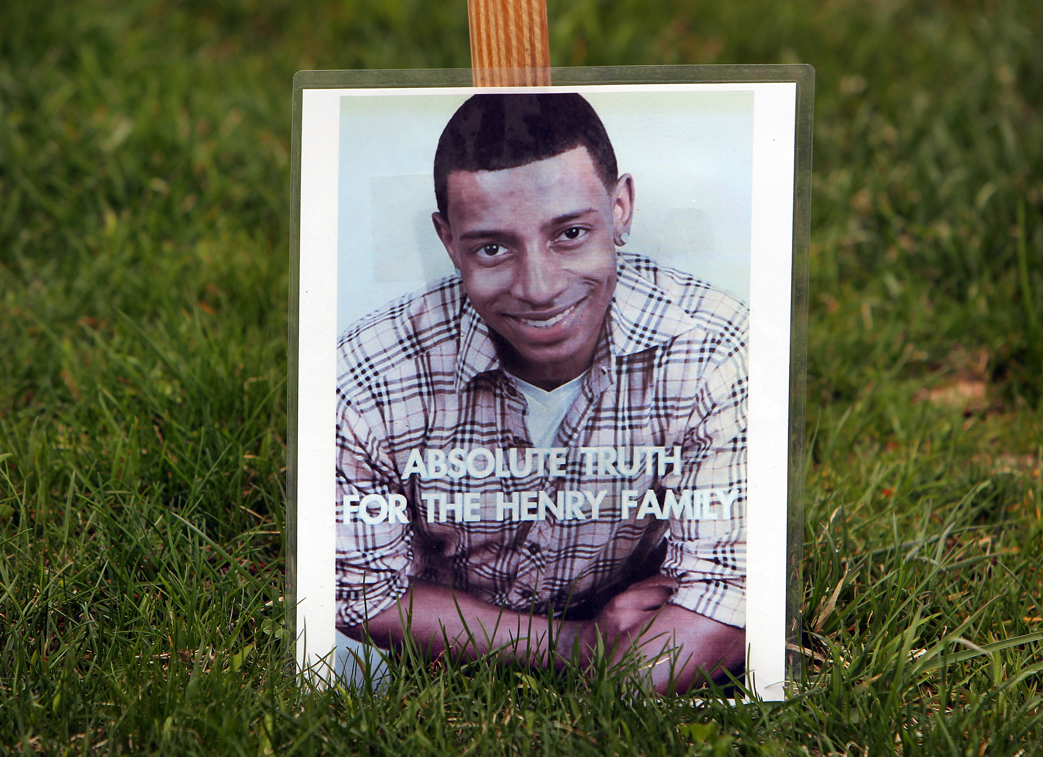A sign depicting DJ Henry in Easton in April 2011.