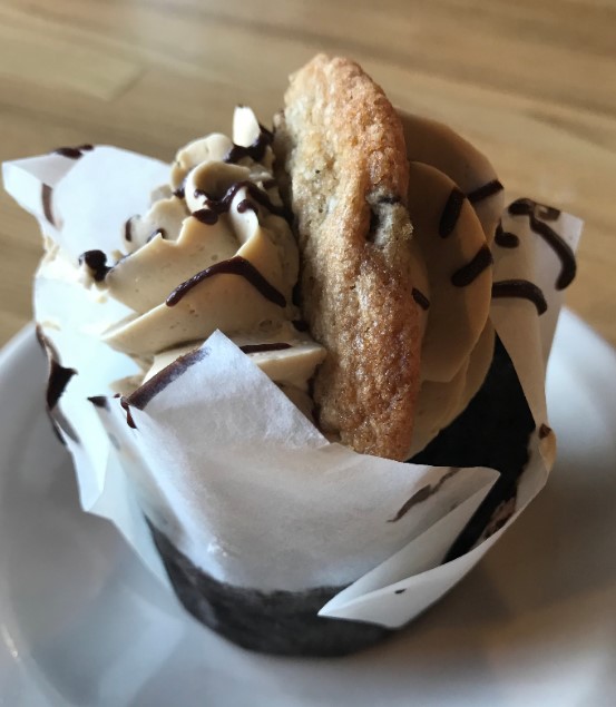 A cookie dough cupcake.