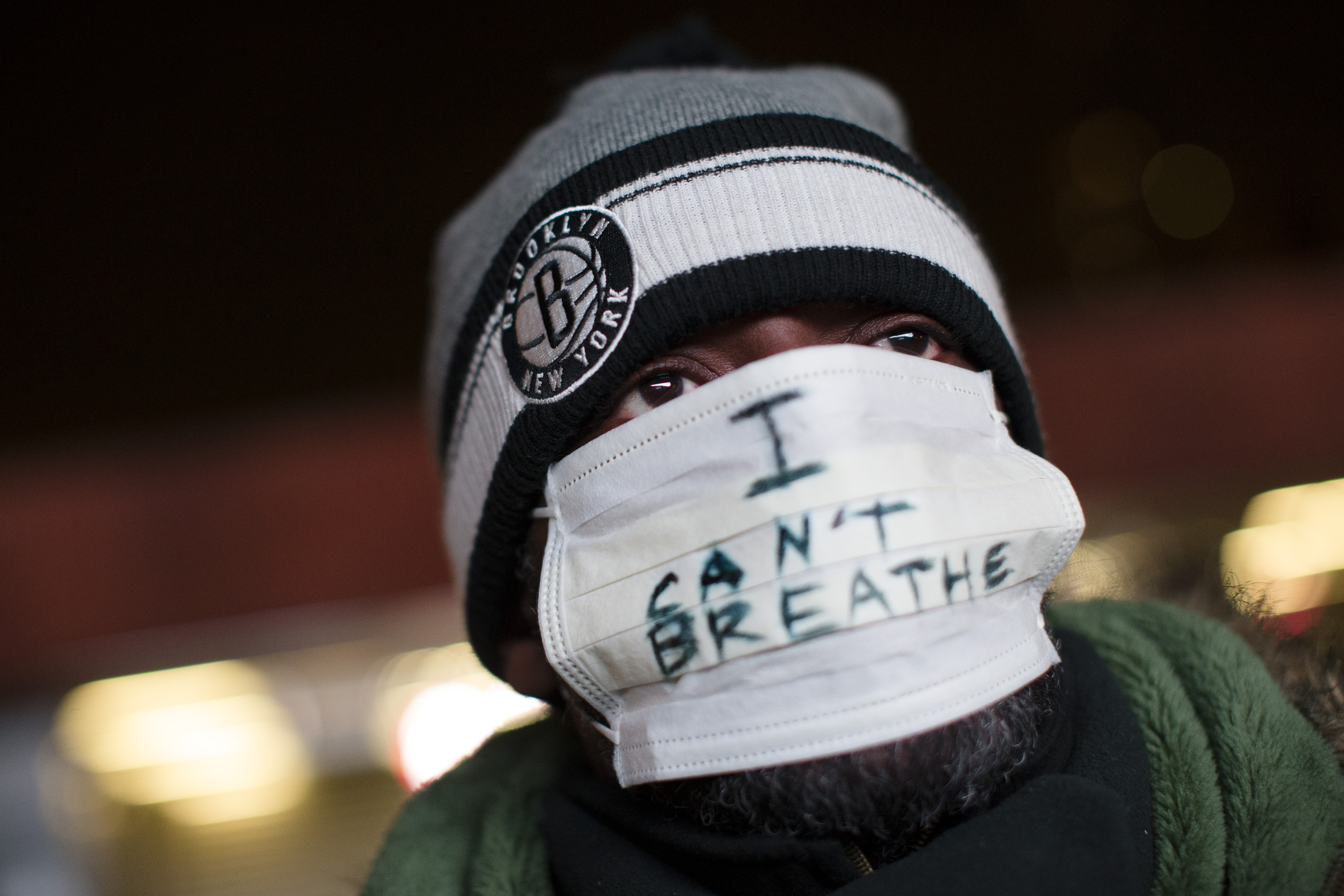 A protester attends a rally in New York.